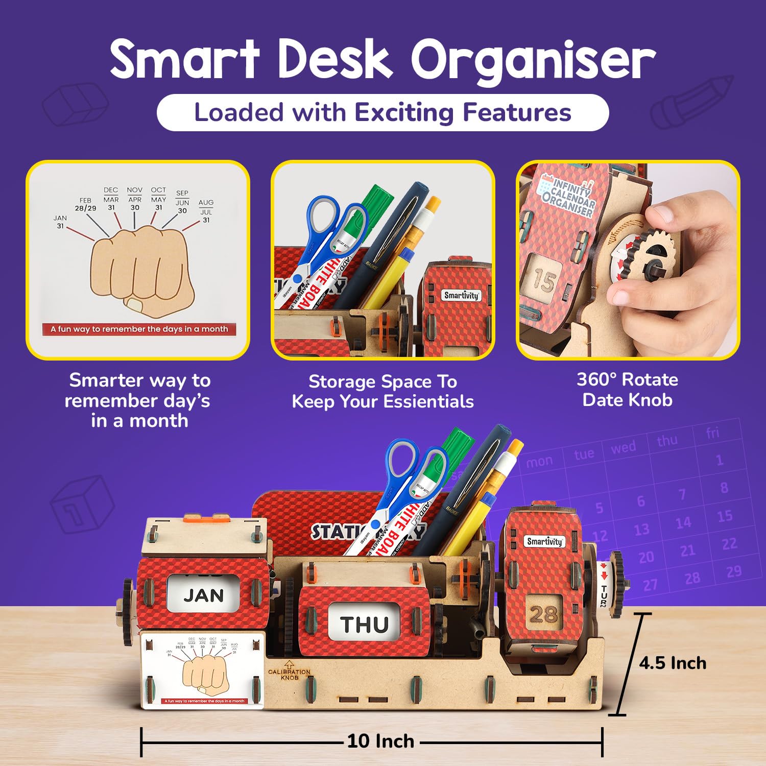 Smartivity DIY Infinity Calendar & Stationary Organizer for Kids Age 8+