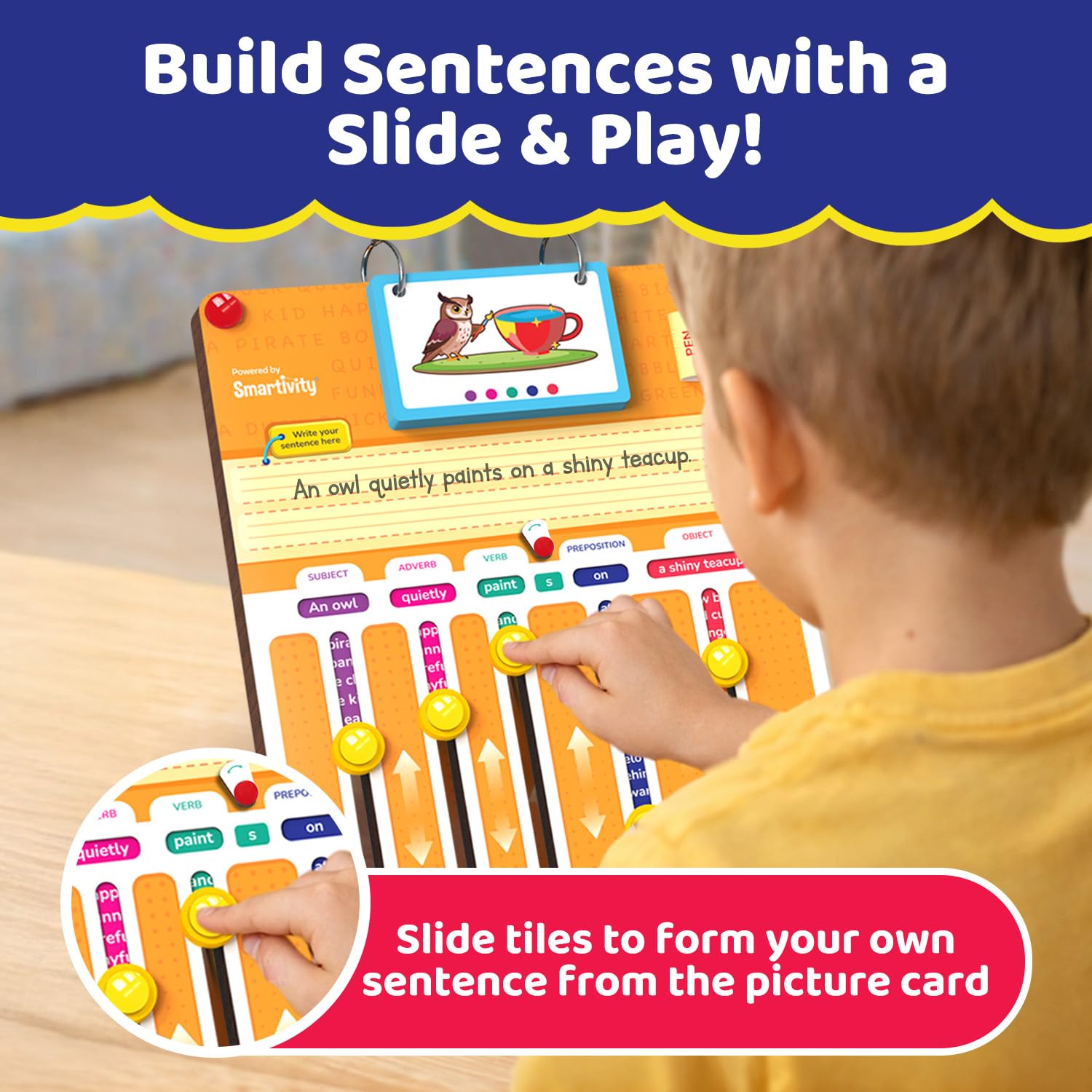 Smartivity Sentence Builder Educational Game for Kids Age 6-12 Years I 100+ Sentences, Learn Parts of Speech I Travel Friendly