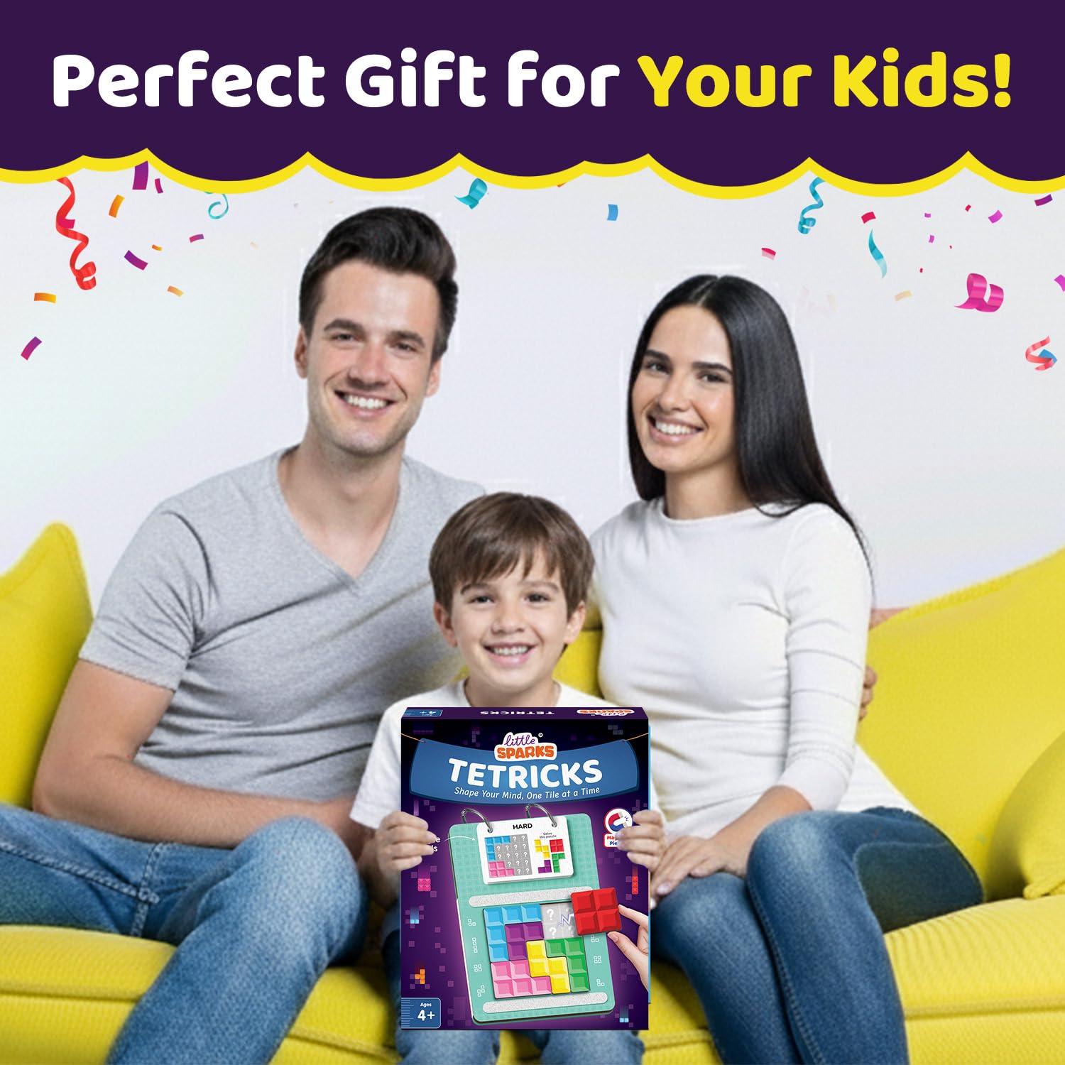 Smartivity Tetricks - Magnetic Puzzle Game for Kids Age 4+ | 30+ Fun Brain Challenges with 6 Magnetic Shapes