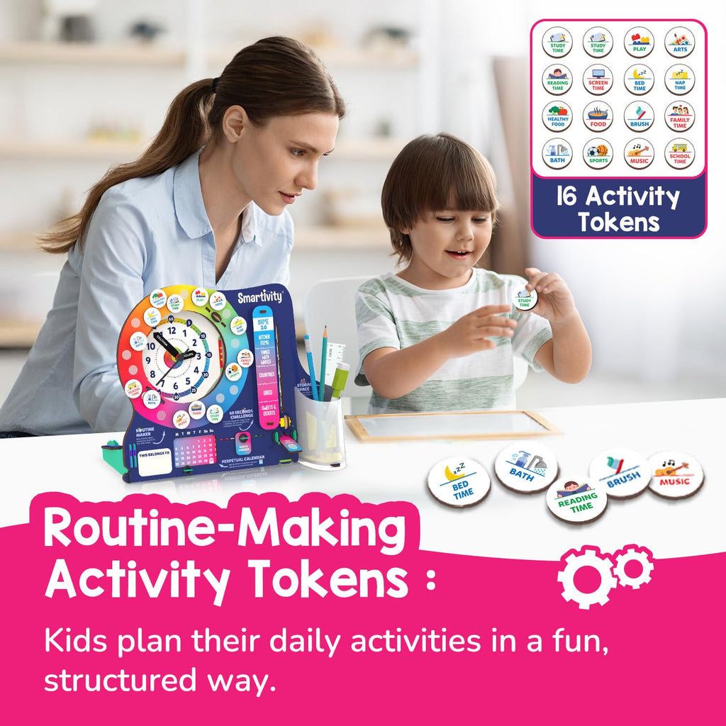 Smartivity DIY Interactive Clock with Stationary Organiser for Kids Ages 6-12 | Features an Infinity Calendar | Educational Toy