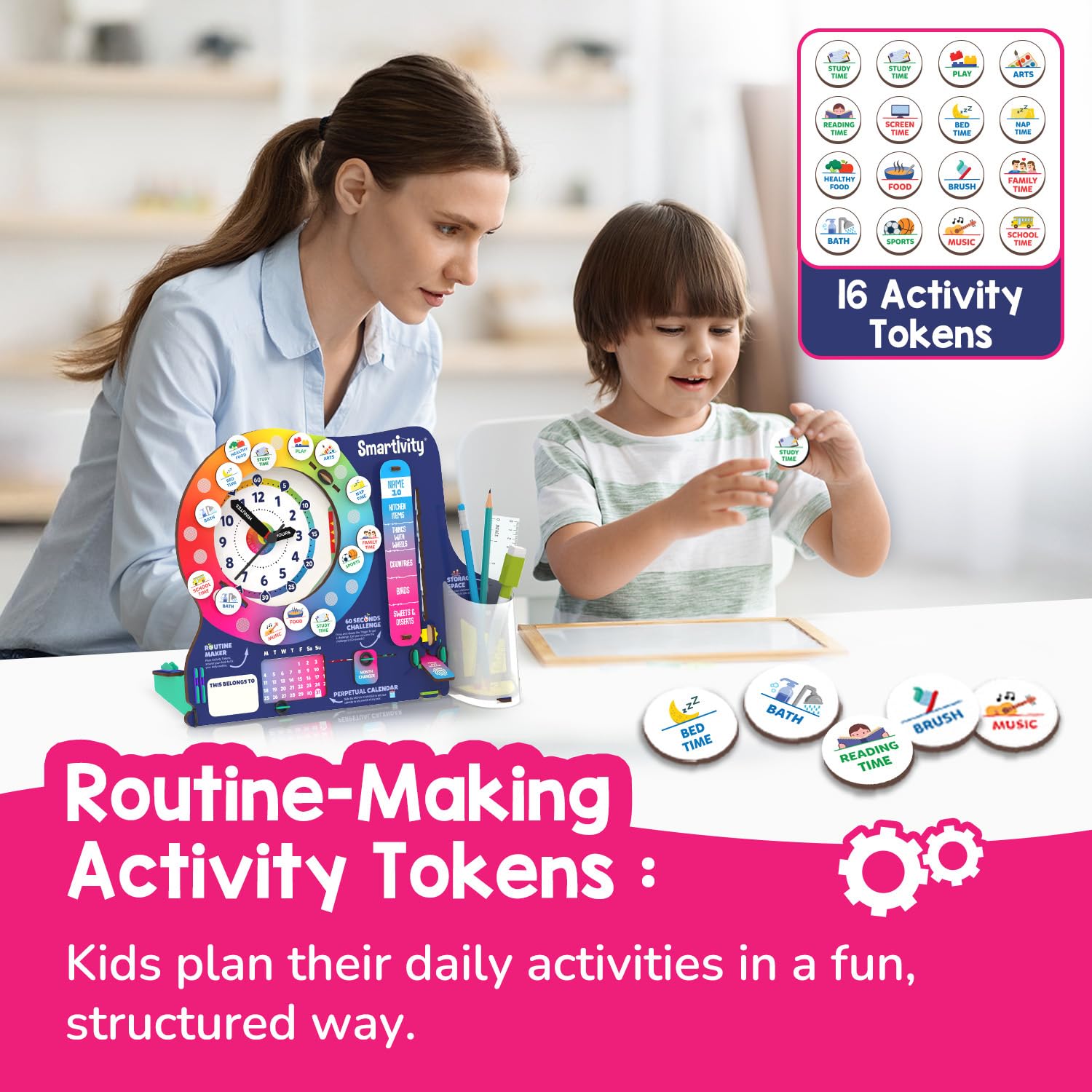 Smartivity DIY Interactive Clock with Stationary Organiser for Kids Ages 6-12 | Features an Infinity Calendar | Educational Toy