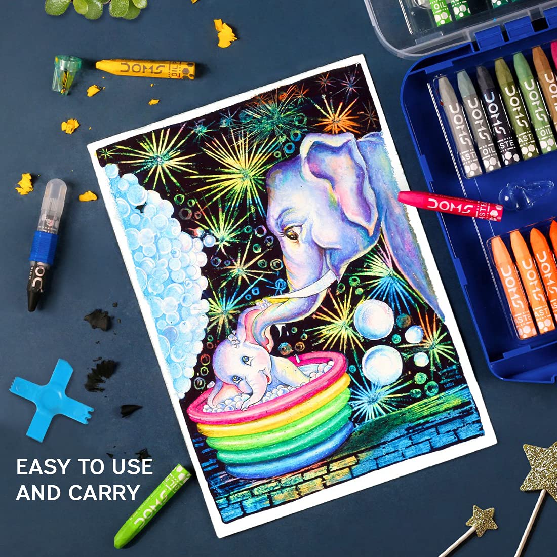 Doms Oil Pastels 25 Shades | Hard Plastic Case