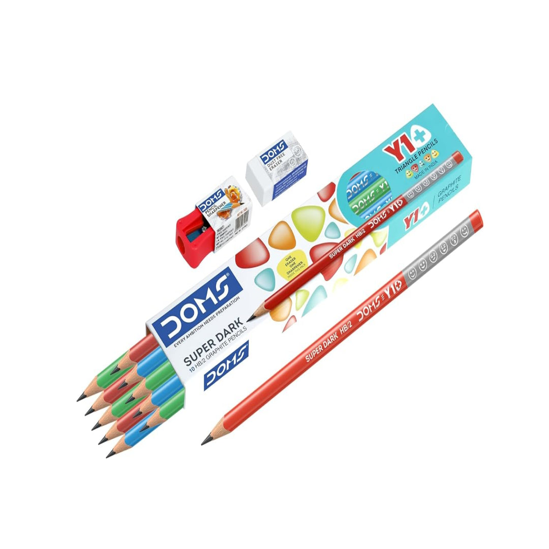 Doms Y1 + Super Dark HB/2 Graphite Pencils| Pack of 10 pencils