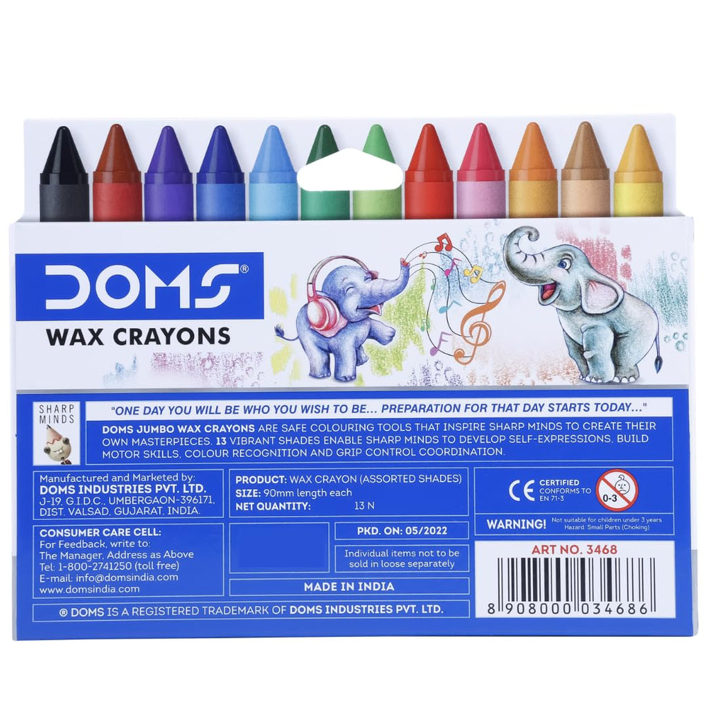 DOMS Jumbo Wax Crayons | 12 Shades