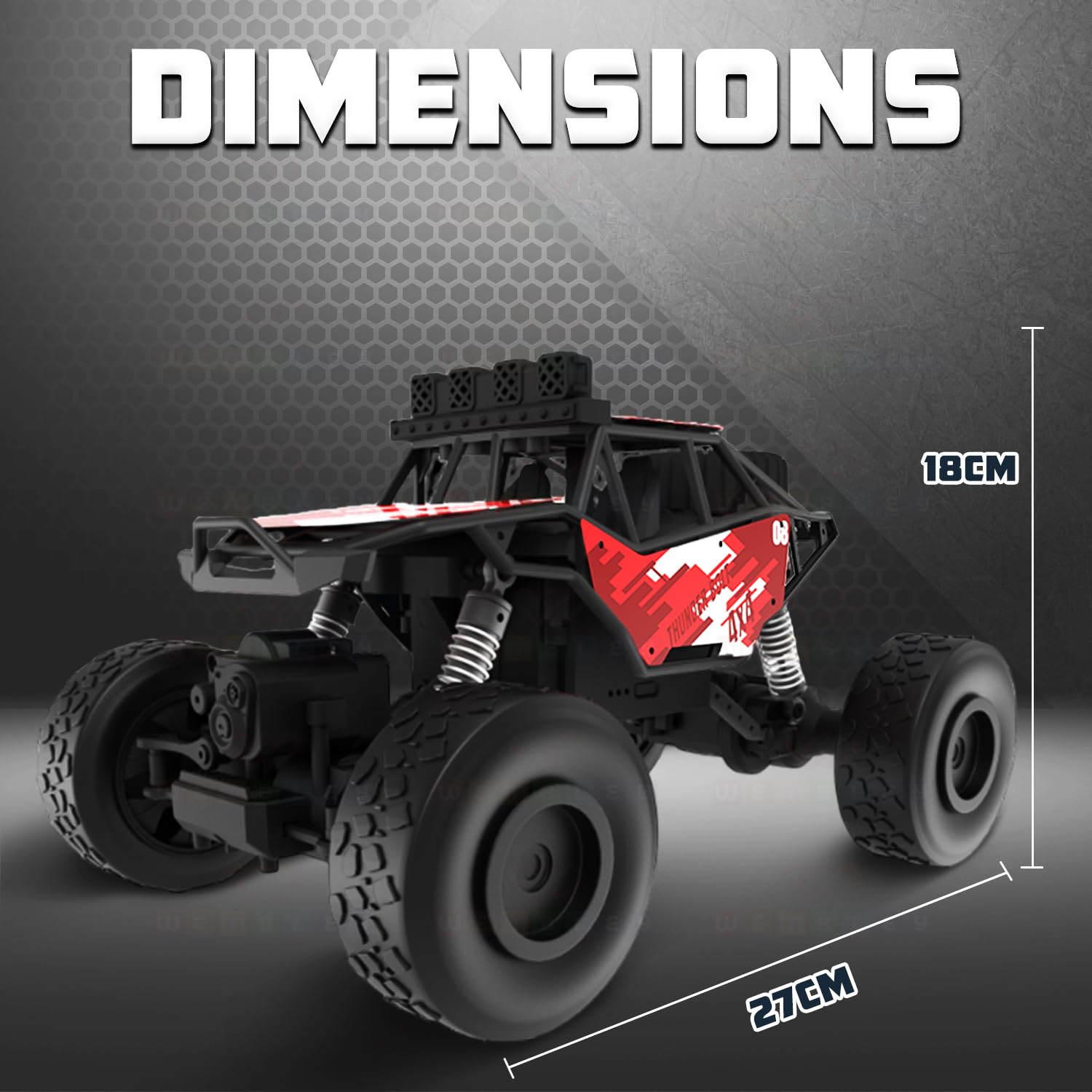 1:16 Scale Thunderbolt Rechargeable Toy Car for Kids| All Terrain Remote Control Car| High-Speed Racing Car for Boys (Red)