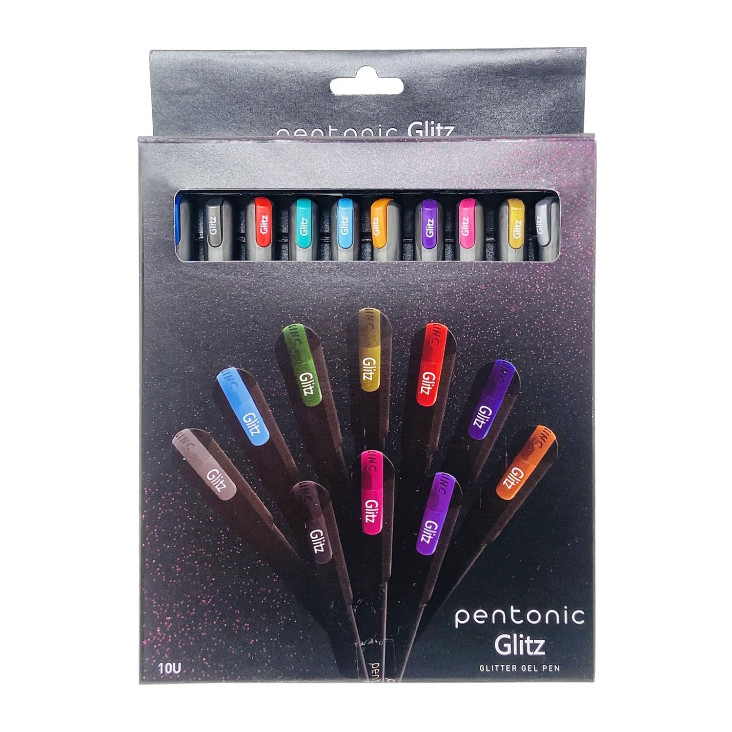 Pentonic Glitz 1.0 mm Multicolor Glitter Gel Pens | Multicolor Ink, Set Of 10 Pens