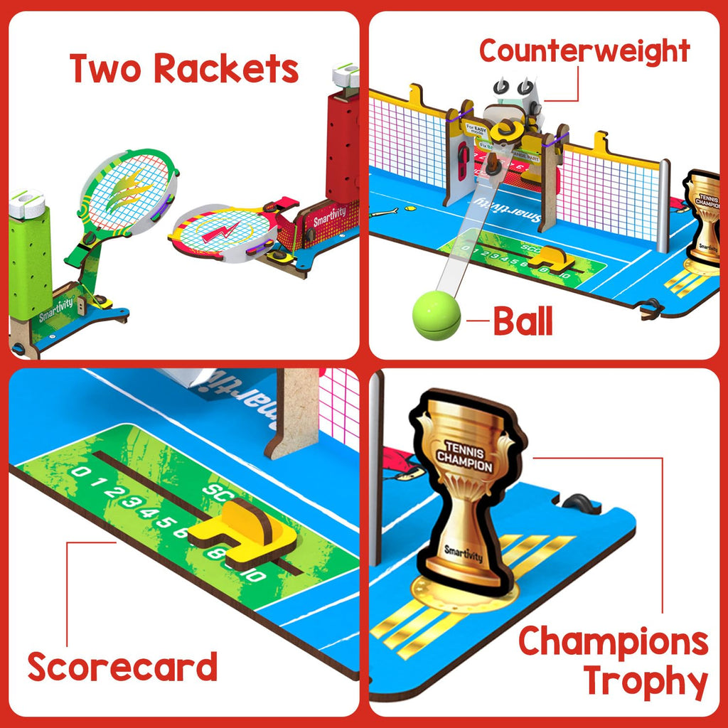 Smartivity Tabletop Tennis Game Kit for Kids Age 6+ | 2-Player STEM Toy with Mechanical Rackets & Scoreboard