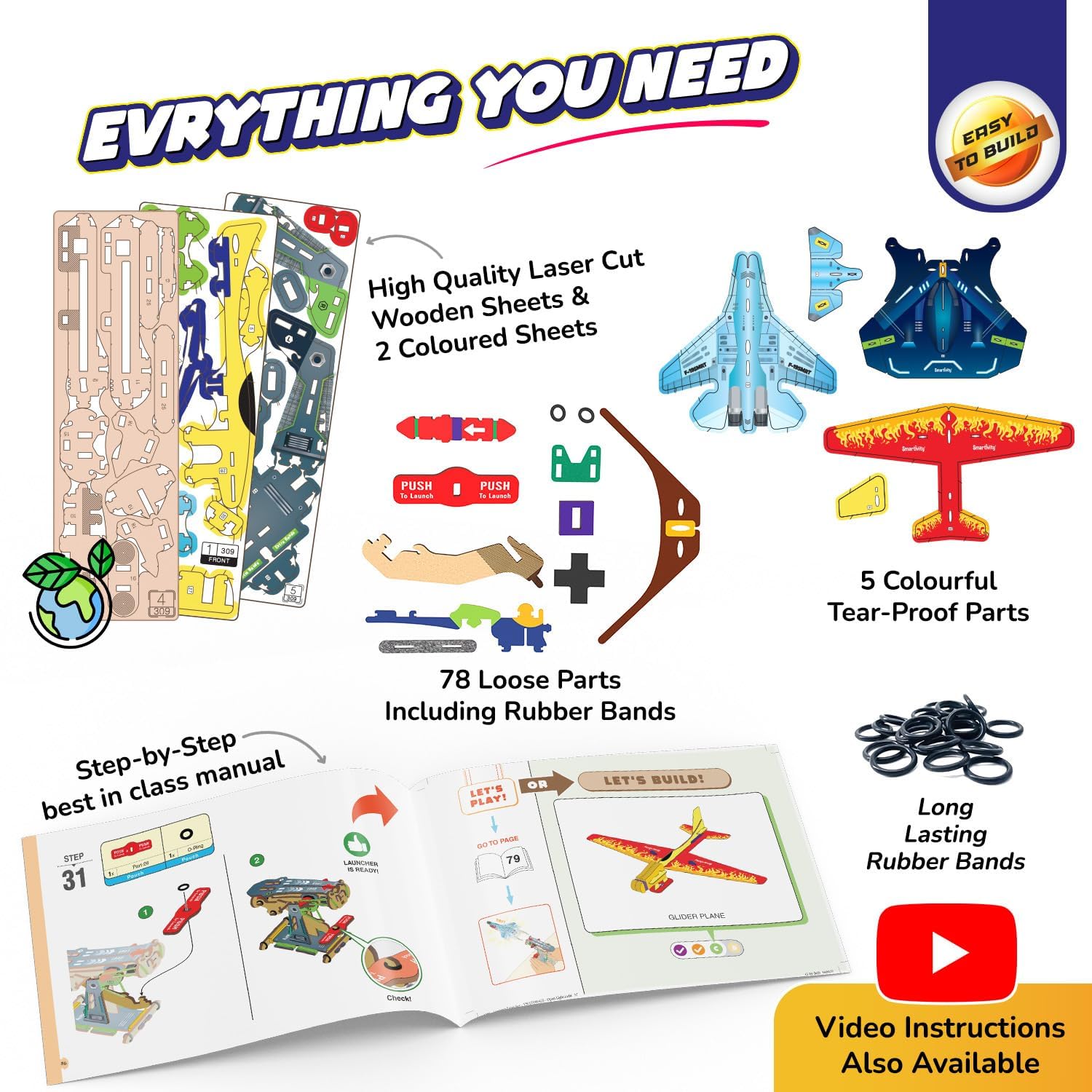 Smartivity 3 in 1 Aeroplanes Launcher Toy for Kids Age 6+