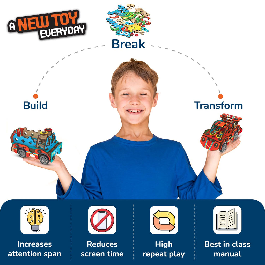 Smartivity 20 in 1 Spin-n-Go Kit for Kids Age 6+ I Build a Moving Robot, CAR, Airplane & More