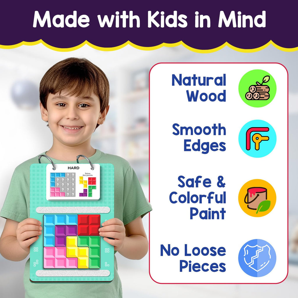 Smartivity Tetricks - Magnetic Puzzle Game for Kids Age 4+ | 30+ Fun Brain Challenges with 6 Magnetic Shapes