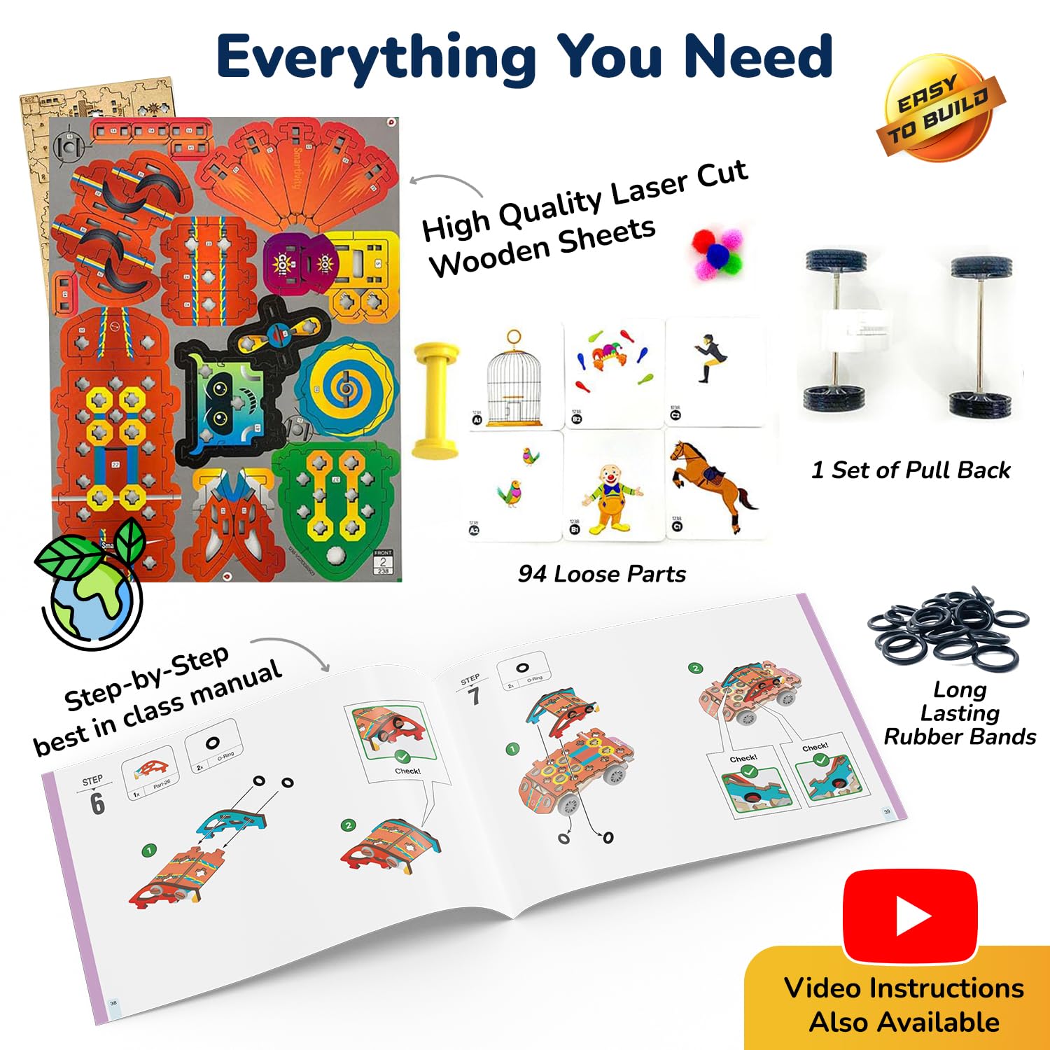 Smartivity 20 in 1 Spin-n-Go Kit for Kids Age 6+ I Build a Moving Robot, CAR, Airplane & More