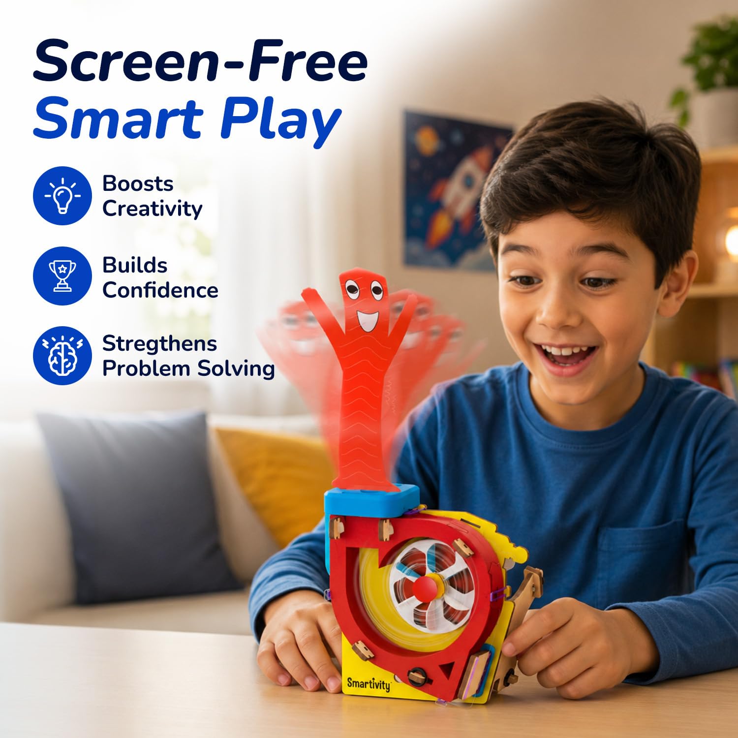 Smartivity 10-in-1 Motor Powered Gadgets Kit for Kids Age 6-12 Years | Build 10+ Science Projects - Bubble Launcher, Spinning Toy & More