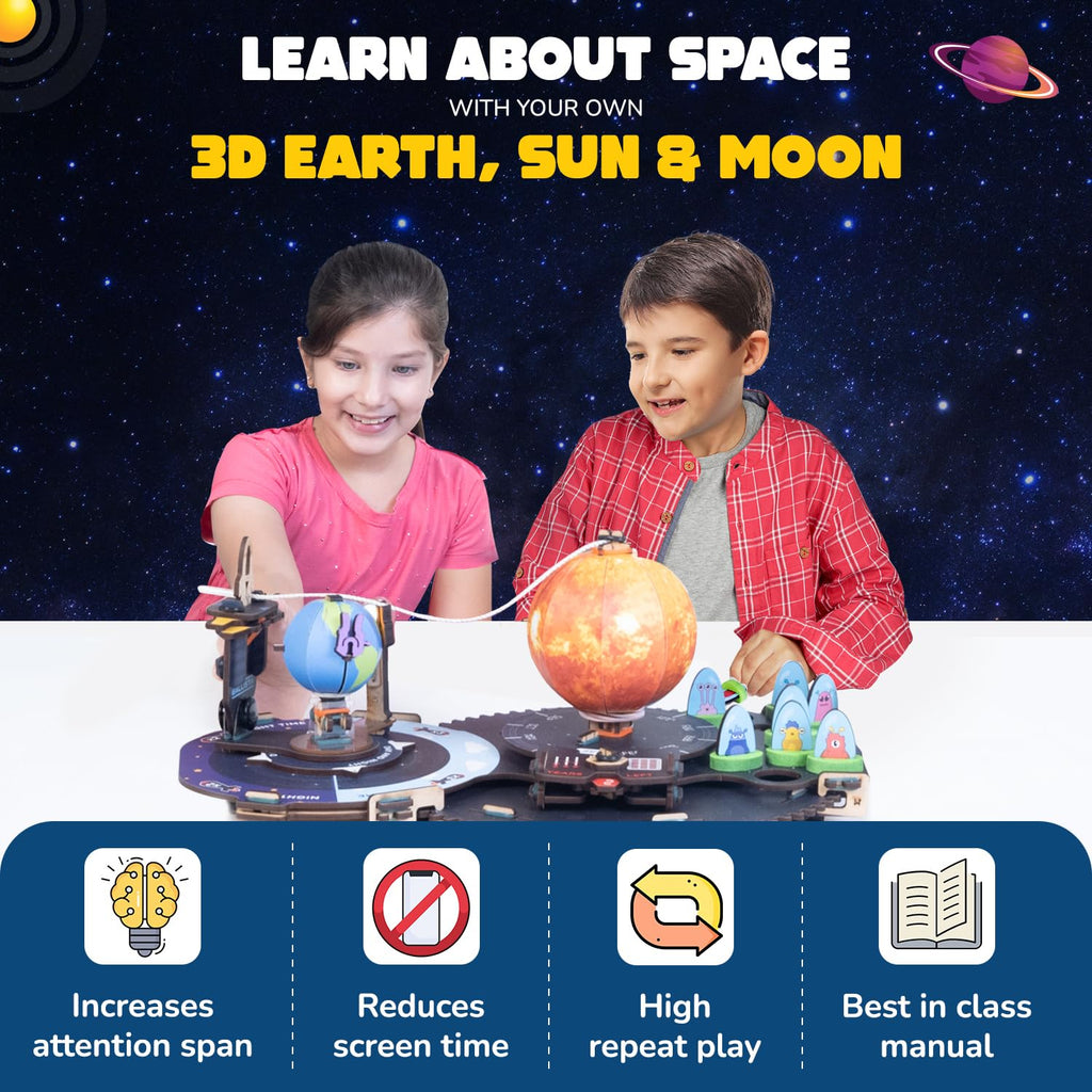 Smartivity Earth-Sun-Moon Space Toy for Kids 8+ | Interactive 3D Model Kit