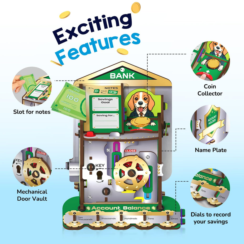 Smartivity DIY Piggy/Money Bank for Kids Ages 6-12 Years | Smart Locking System with 2 Keys I Stores Notes & Coins I Build Savings Skills in Kids