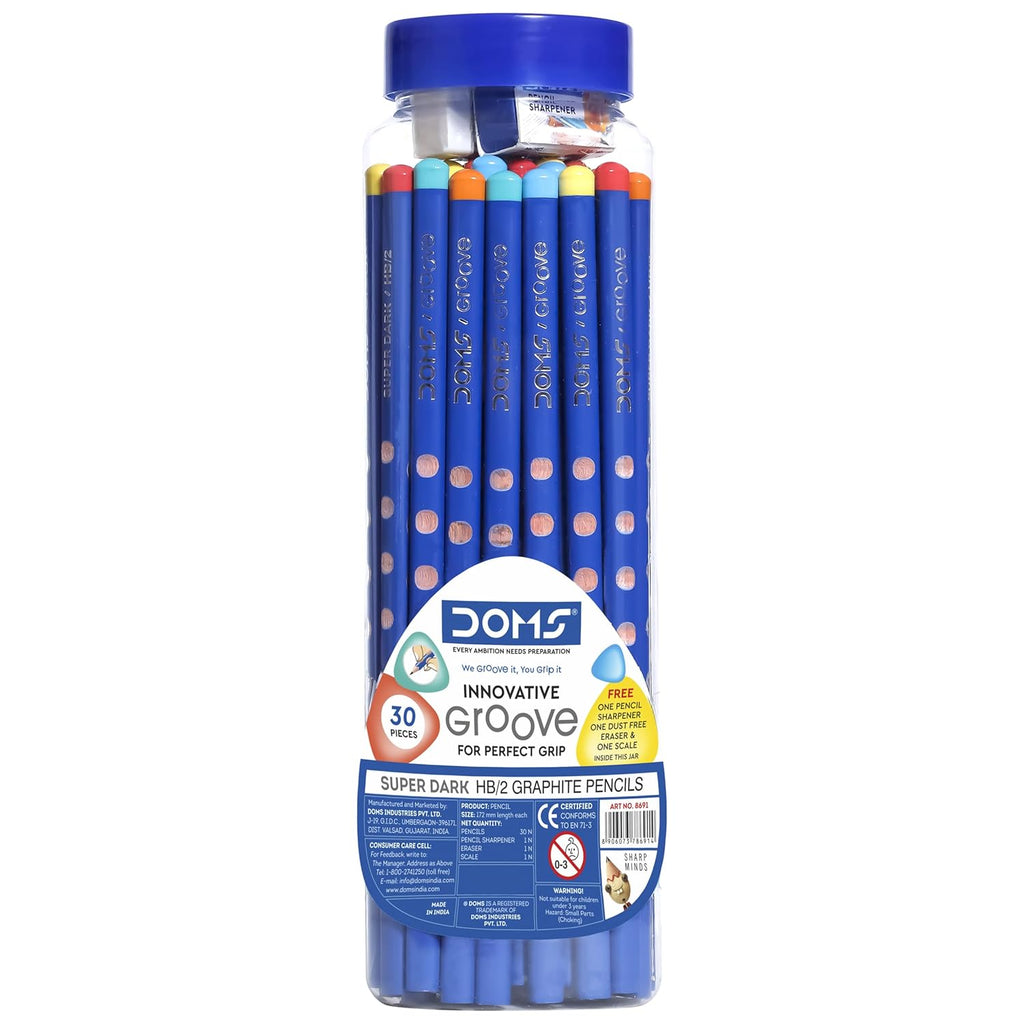 Doms Groove Super Dark HB/2 Graphite Pencils Jar Pack of 30 Pencils