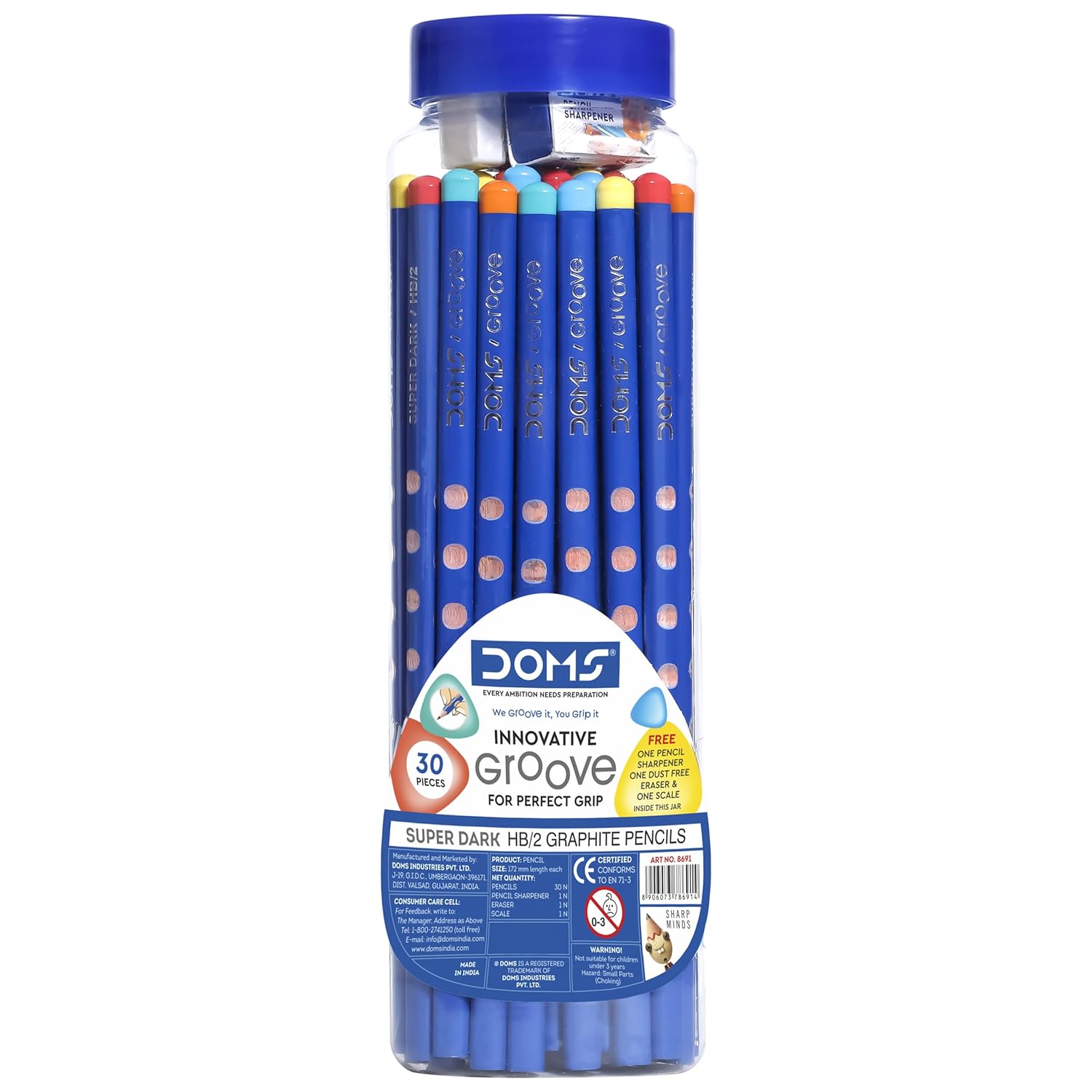 Doms Groove Super Dark HB/2 Graphite Pencils Jar Pack of 30 Pencils