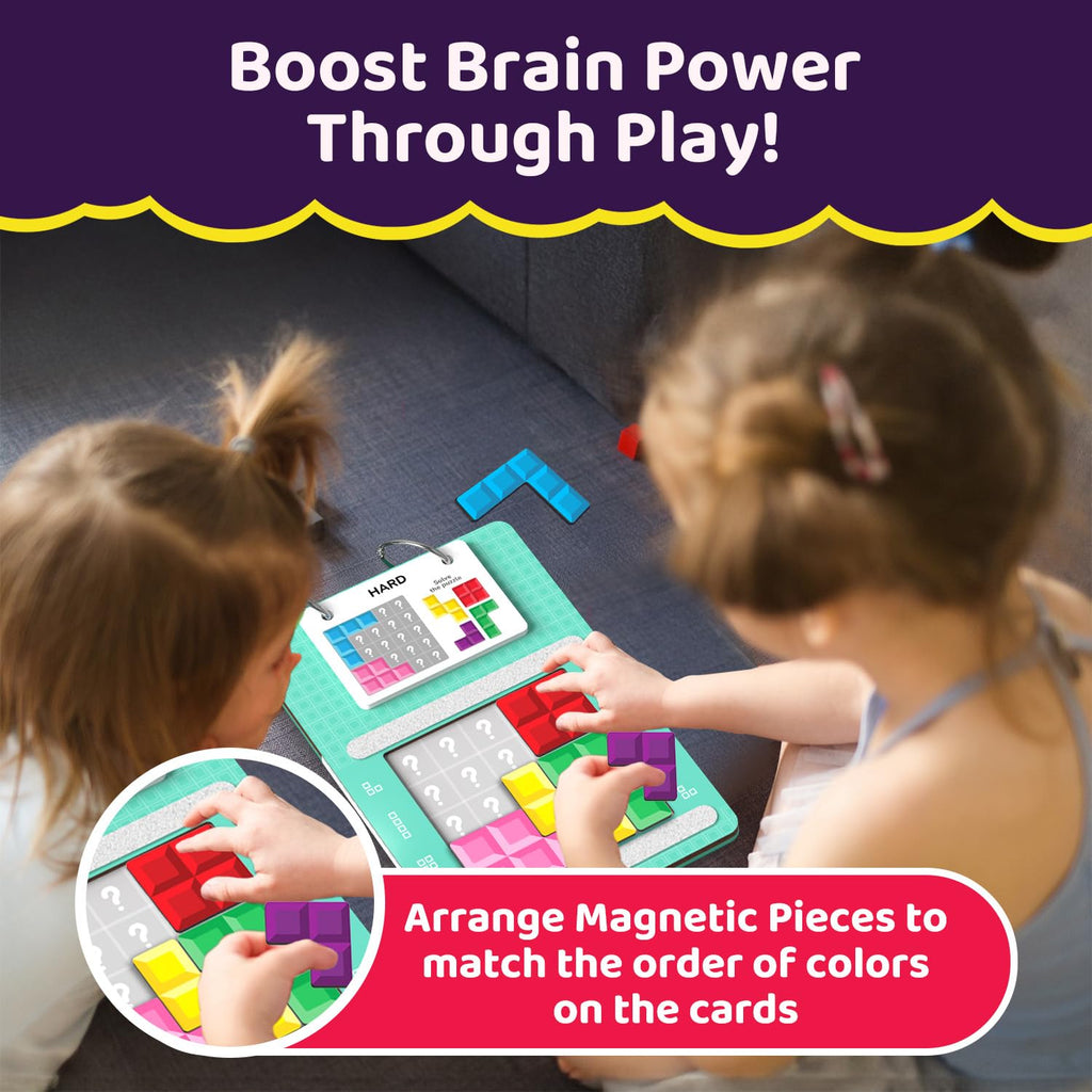 Smartivity Tetricks - Magnetic Puzzle Game for Kids Age 4+ | 30+ Fun Brain Challenges with 6 Magnetic Shapes