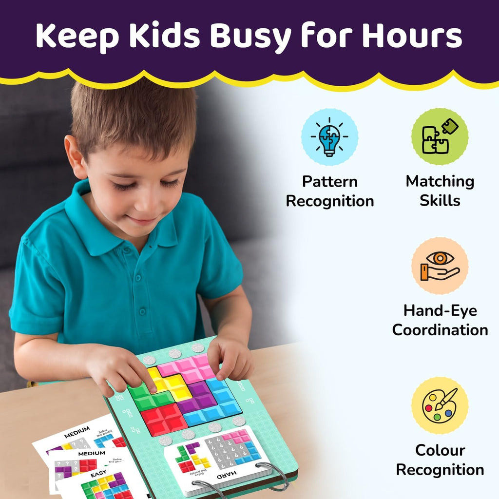 Smartivity Tetricks - Magnetic Puzzle Game for Kids Age 4+ | 30+ Fun Brain Challenges with 6 Magnetic Shapes