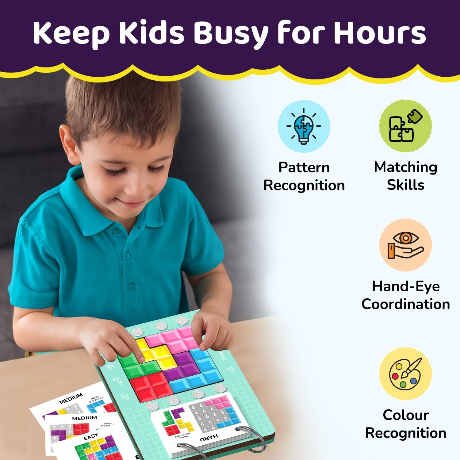 Smartivity Tetricks - Magnetic Puzzle Game for Kids Age 4+ | 30+ Fun Brain Challenges with 6 Magnetic Shapes