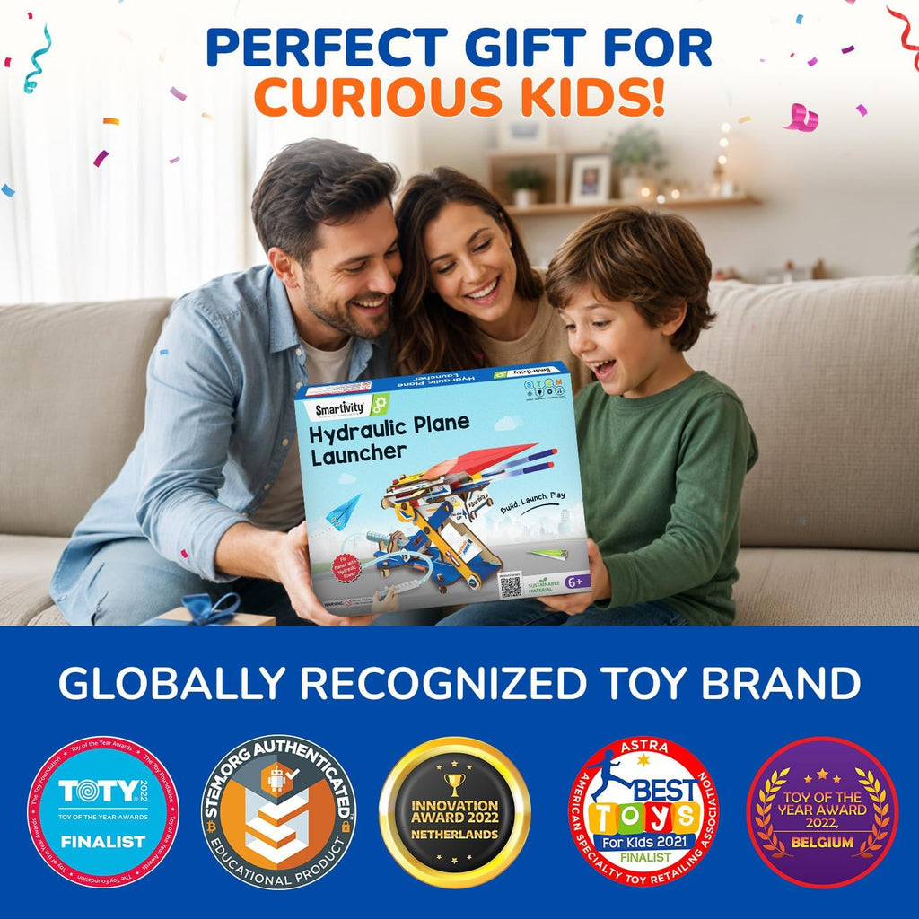 Smartivity 2 in 1 Hydraulic Aeroplane & Dart Launcher for Kids Age 6+