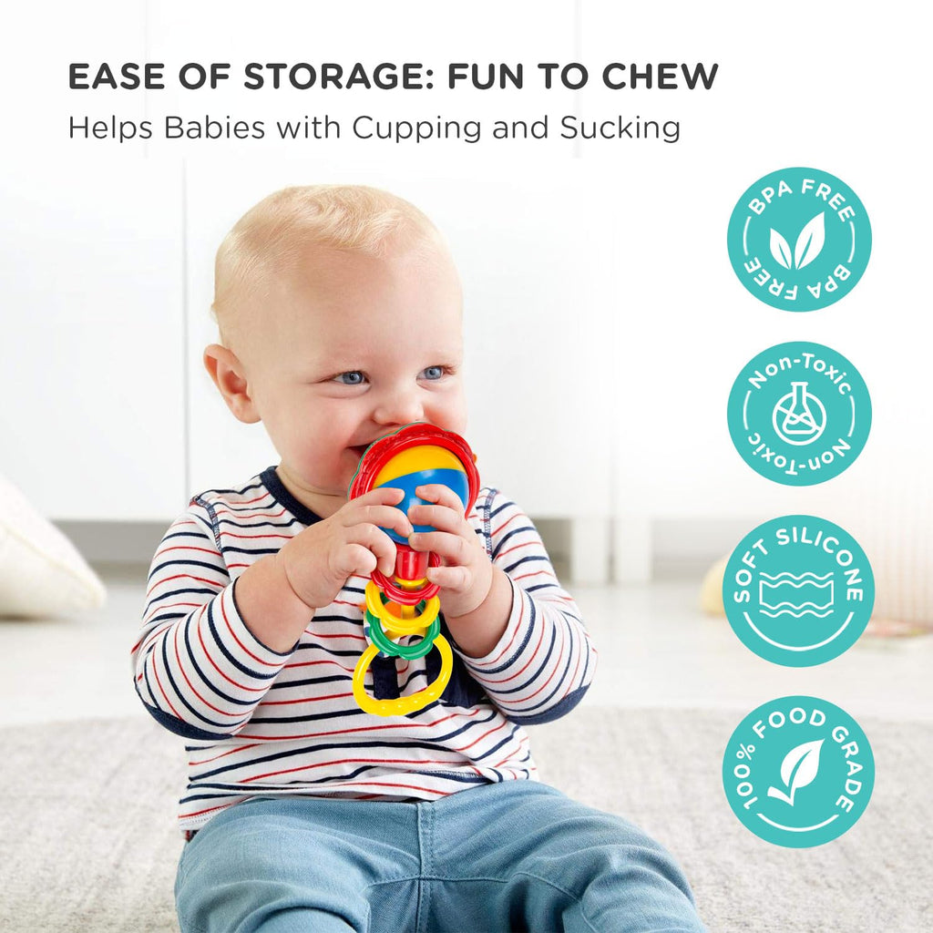 Mee Mee BPA Free Baby Rattles Set, Rattle Gift Set, Made of Food Grade Plastic, Grab Rattles and Soothing Teethers for Babies & Infants, Early Age Toys for Kids (Pack of 3, Multicolor)