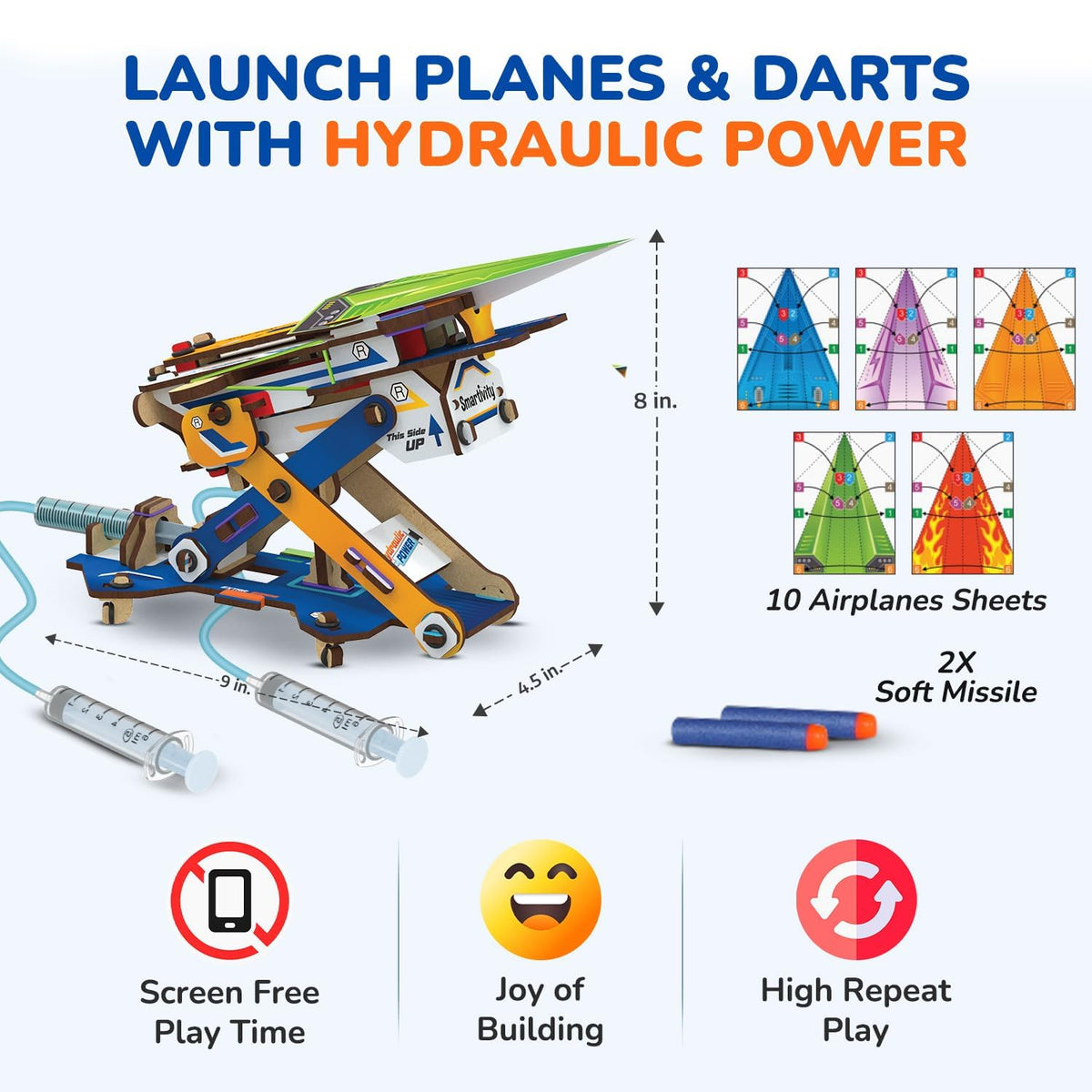 Smartivity 2 in 1 Hydraulic Aeroplane & Dart Launcher for Kids Age 6+