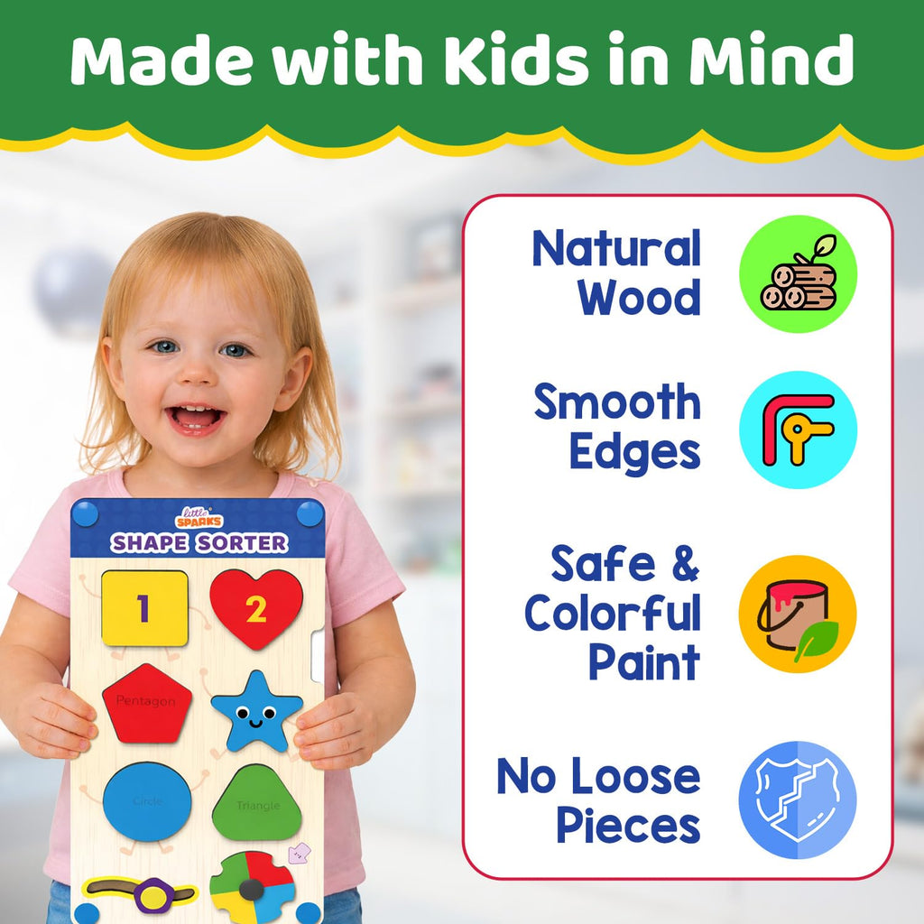 Smartivity Shape Sorter Learning Toy for Kids 2–5 Years Old | 12 Wooden Shape Pieces, 10 Challenge Cards