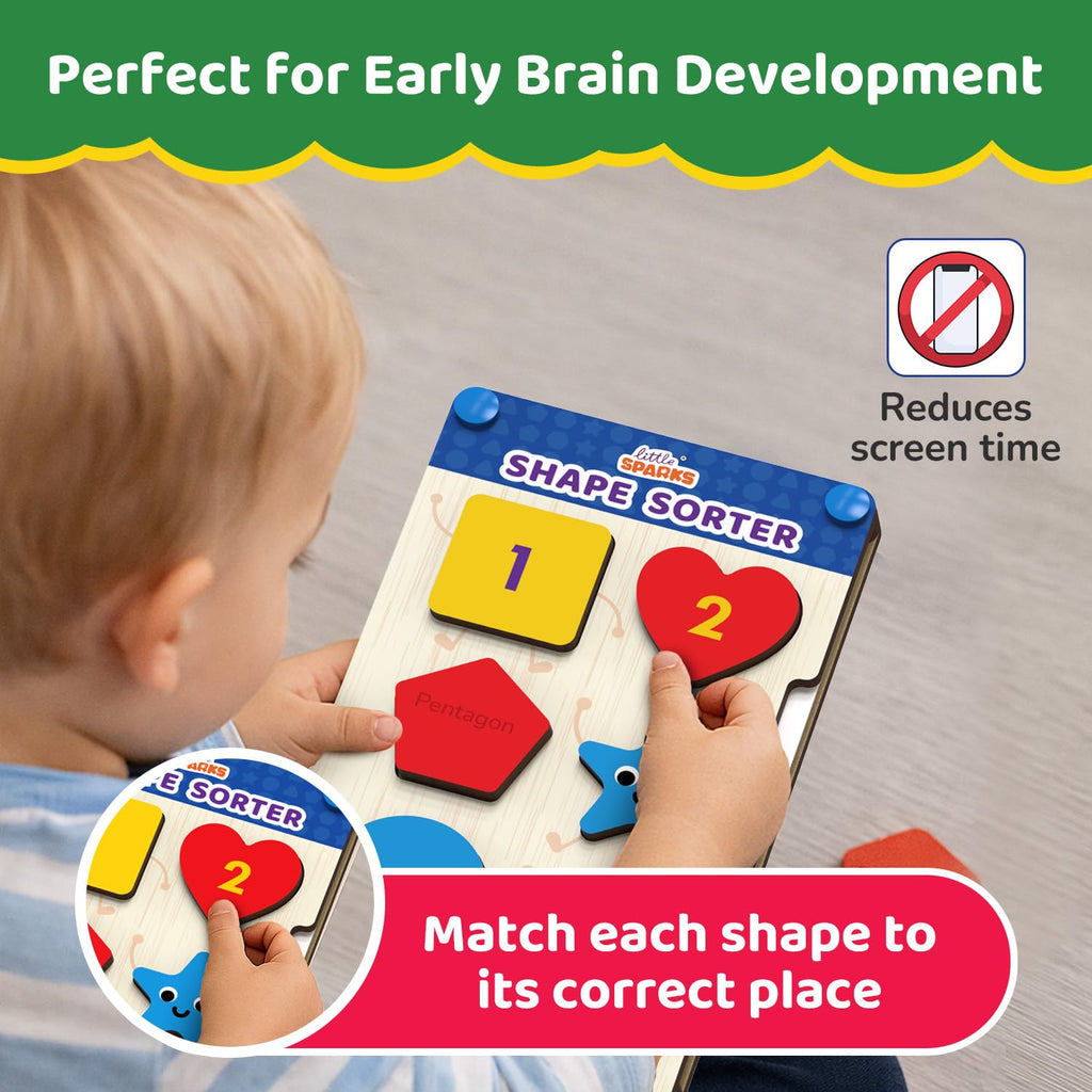Smartivity Shape Sorter Learning Toy for Kids 2–5 Years Old | 12 Wooden Shape Pieces, 10 Challenge Cards
