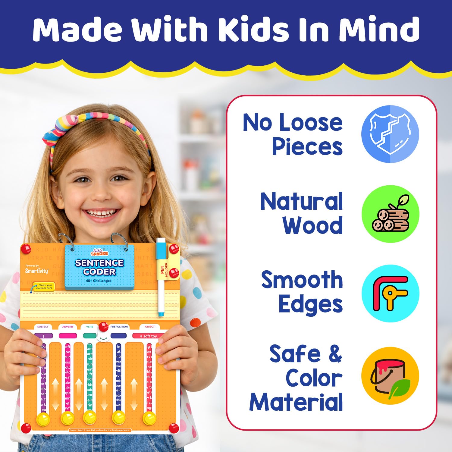 Smartivity Sentence Builder Educational Game for Kids Age 6-12 Years I 100+ Sentences, Learn Parts of Speech I Travel Friendly