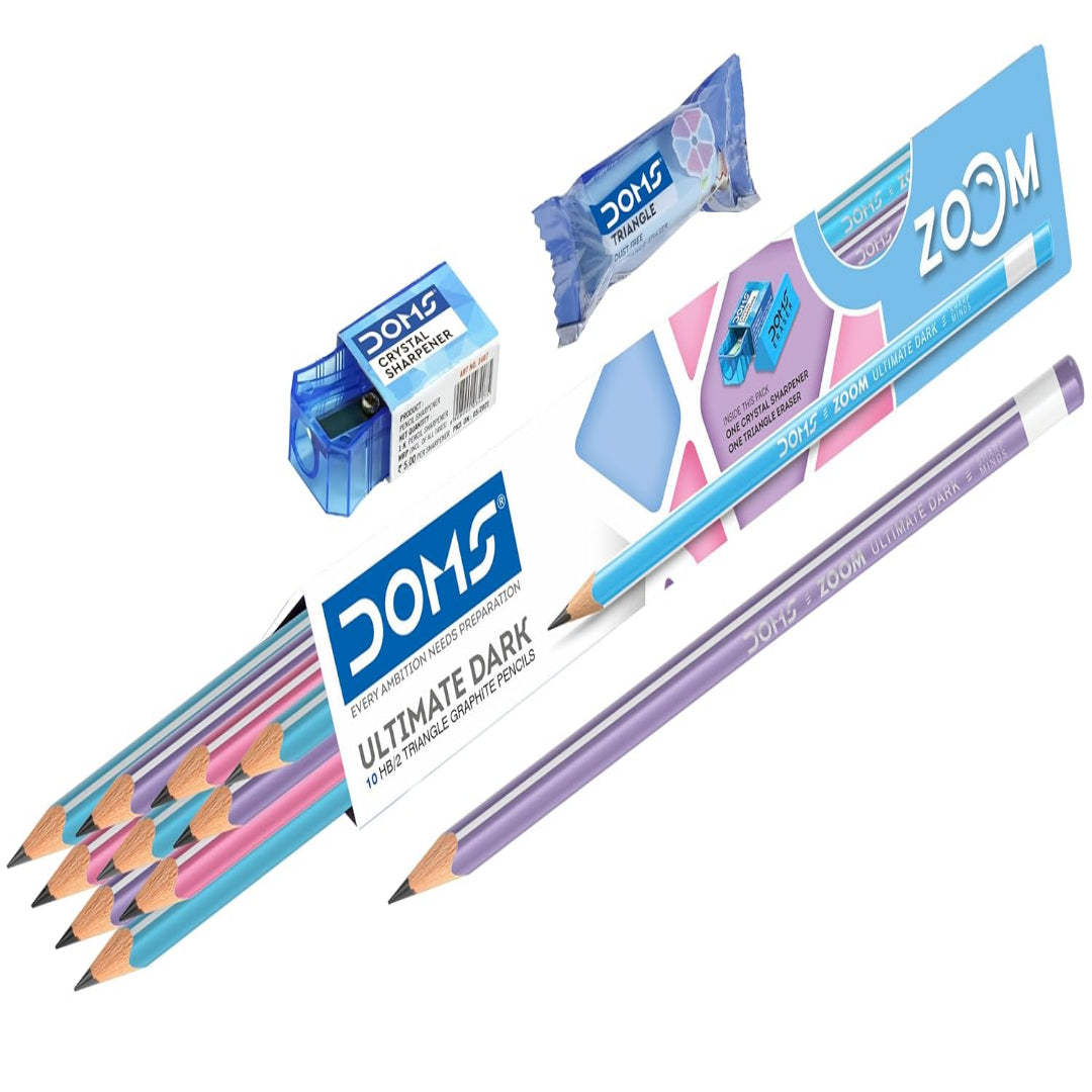 Doms Zoom Pencils | Ultimate dark triangle pencils | Pack of 10 Pencils
