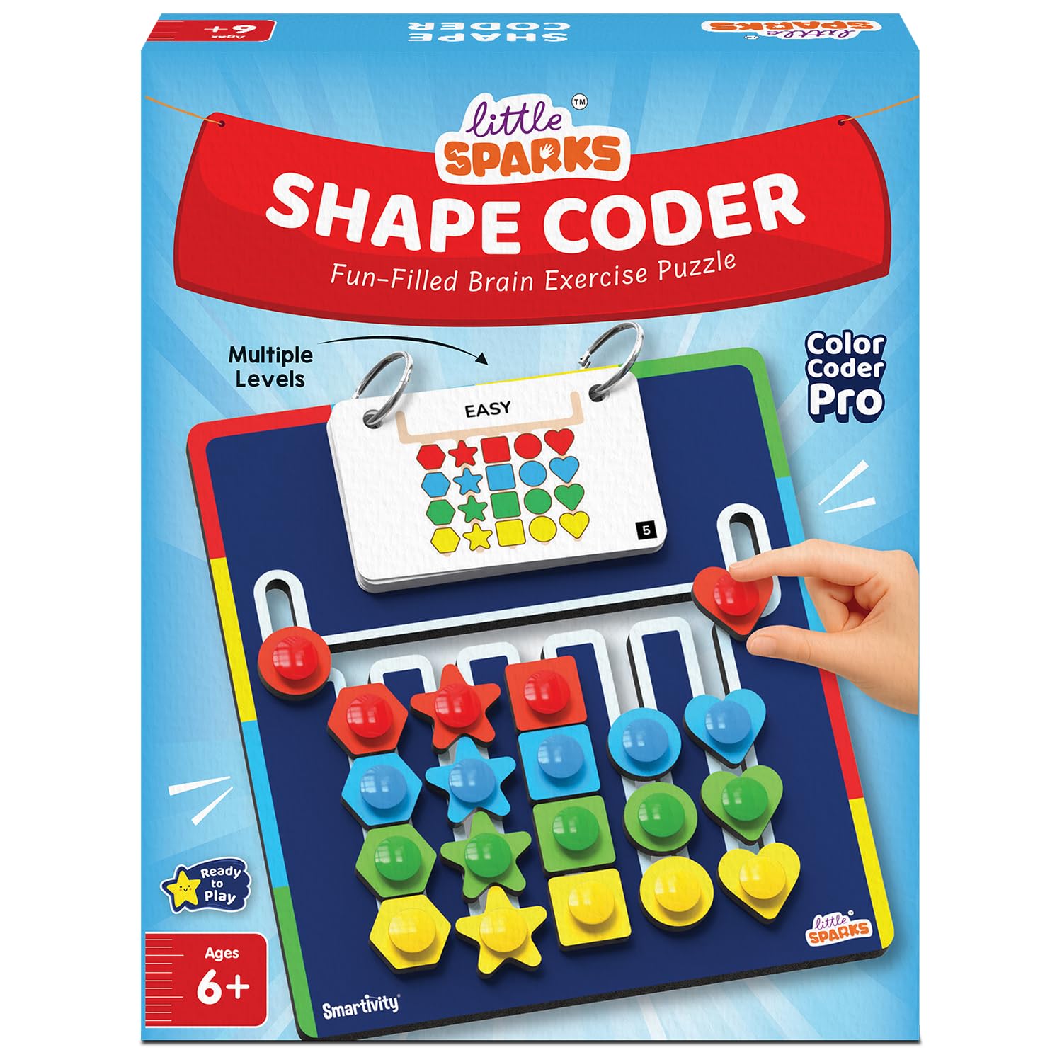 Smartivity Shape Coder Puzzle Toy for Kids Age 6 to 12 Years | 15 Challenge Cards, 5 Columns & Colored Shapes | Logical Thinking & Colour Matching Brain Game | Travel-Friendly Educational Gift