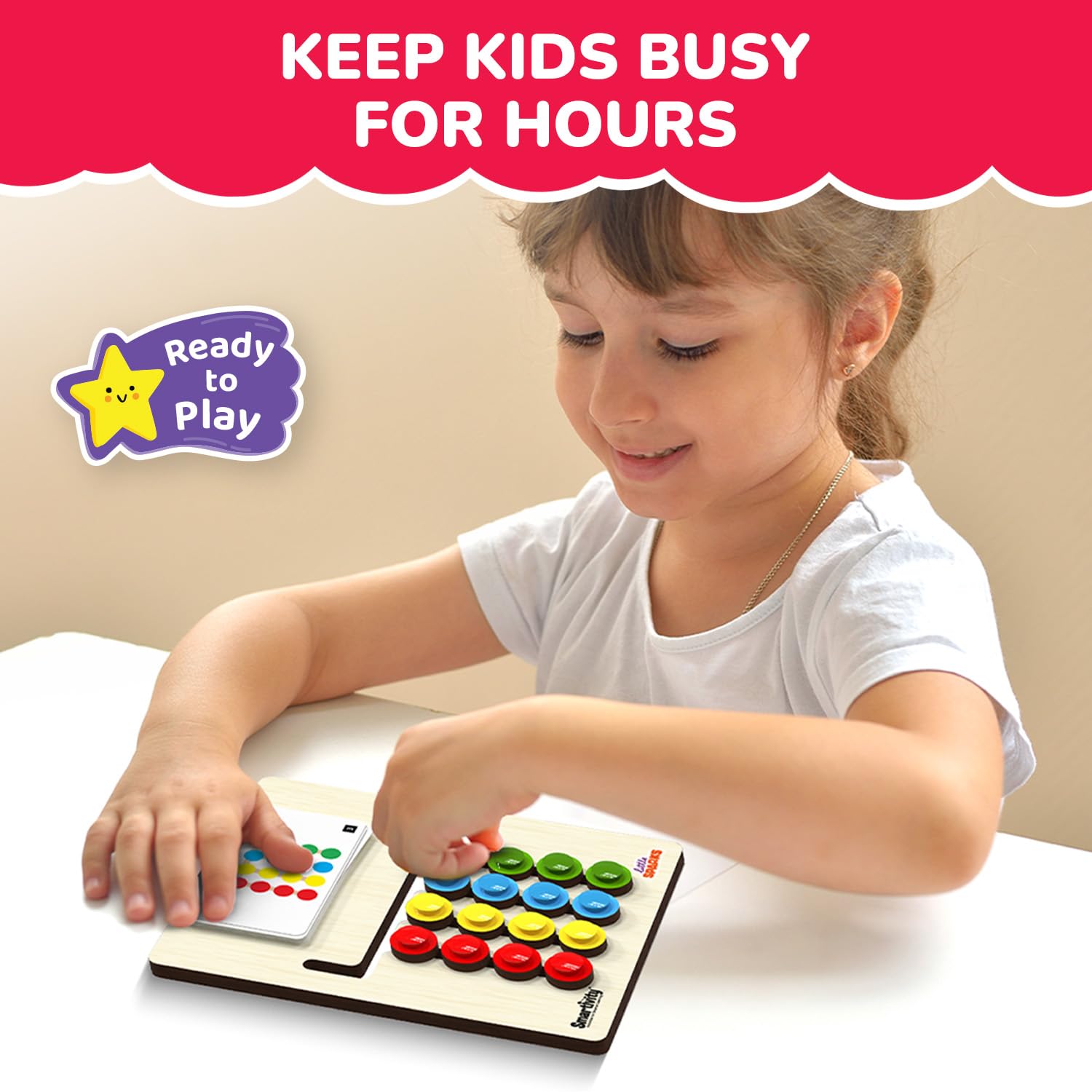 Smartivity Kids Montessori Slide Puzzle I Color & Pattern Matching Learning Toys for Kids 4-8 Years I Educational Activity I Travel Friendly I Wooden Puzzle