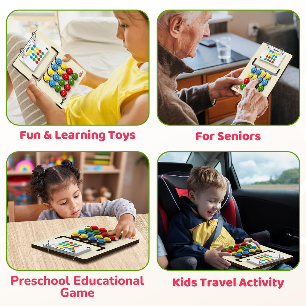 Smartivity Kids Montessori Slide Puzzle I Color & Pattern Matching Learning Toys for Kids 4-8 Years I Educational Activity I Travel Friendly I Wooden Puzzle