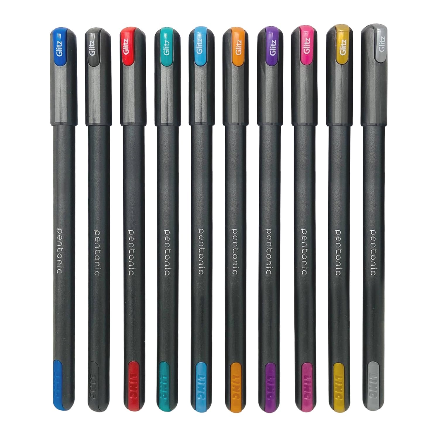 Pentonic Glitz 1.0 mm Multicolor Glitter Gel Pens | Multicolor Ink, Set Of 10 Pens