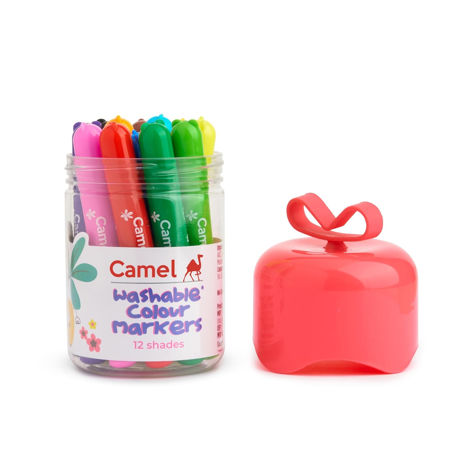 Camel Washable Colour Markers | 12 Shades (Lid Colour May Vary)