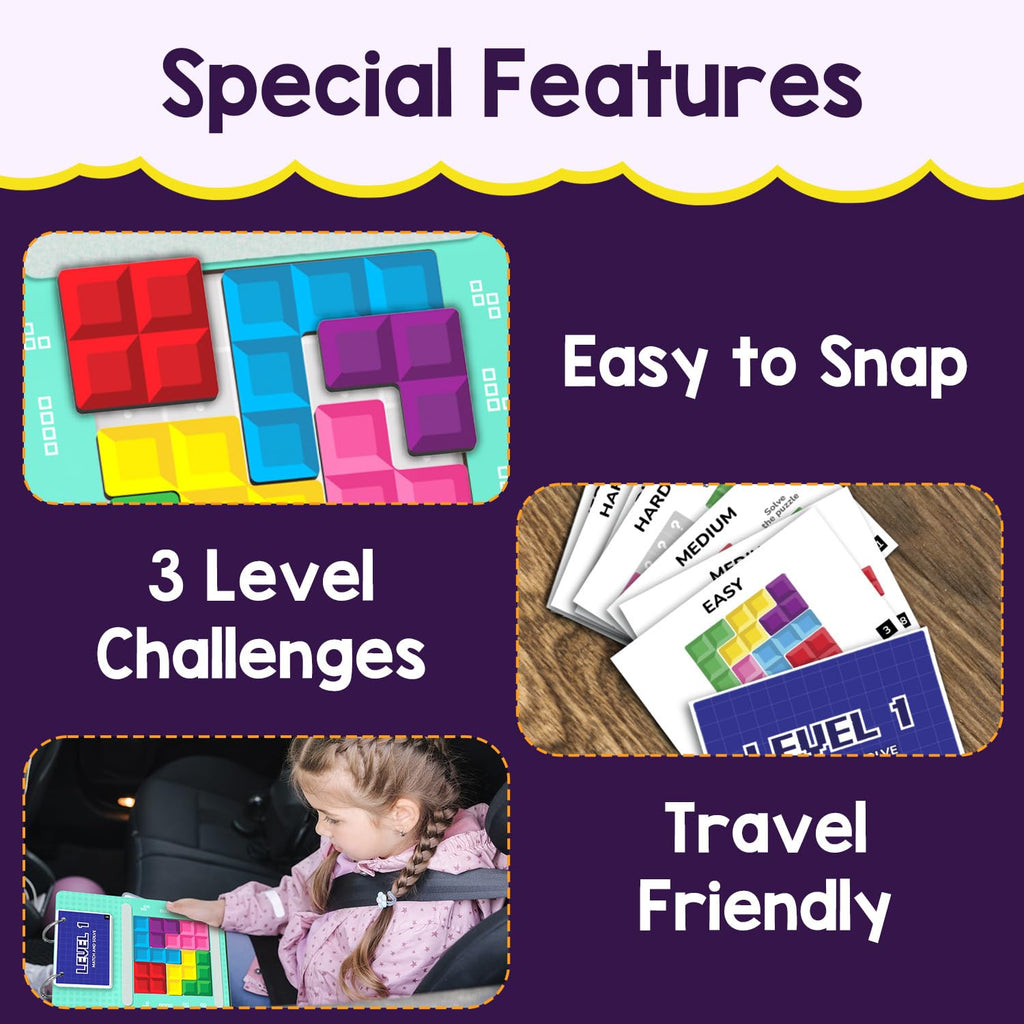 Smartivity Tetricks - Magnetic Puzzle Game for Kids Age 4+ | 30+ Fun Brain Challenges with 6 Magnetic Shapes