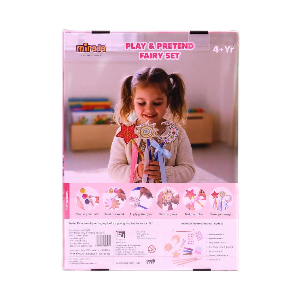 Mirada Play & Pretend DIY Fairy Set | Creative Role Play & Craft Activity Kit for Kids & Girls | Encourages Imagination, Creativity & Storytelling