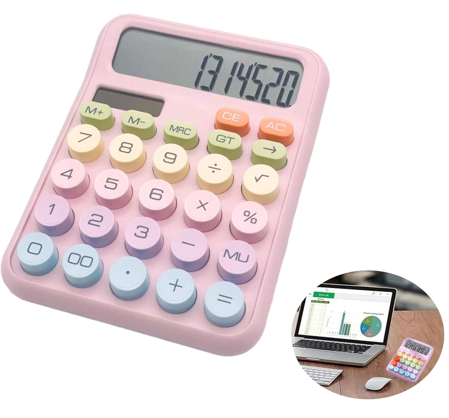 Candy Keys Calculator 12 Digits | Pink Colour