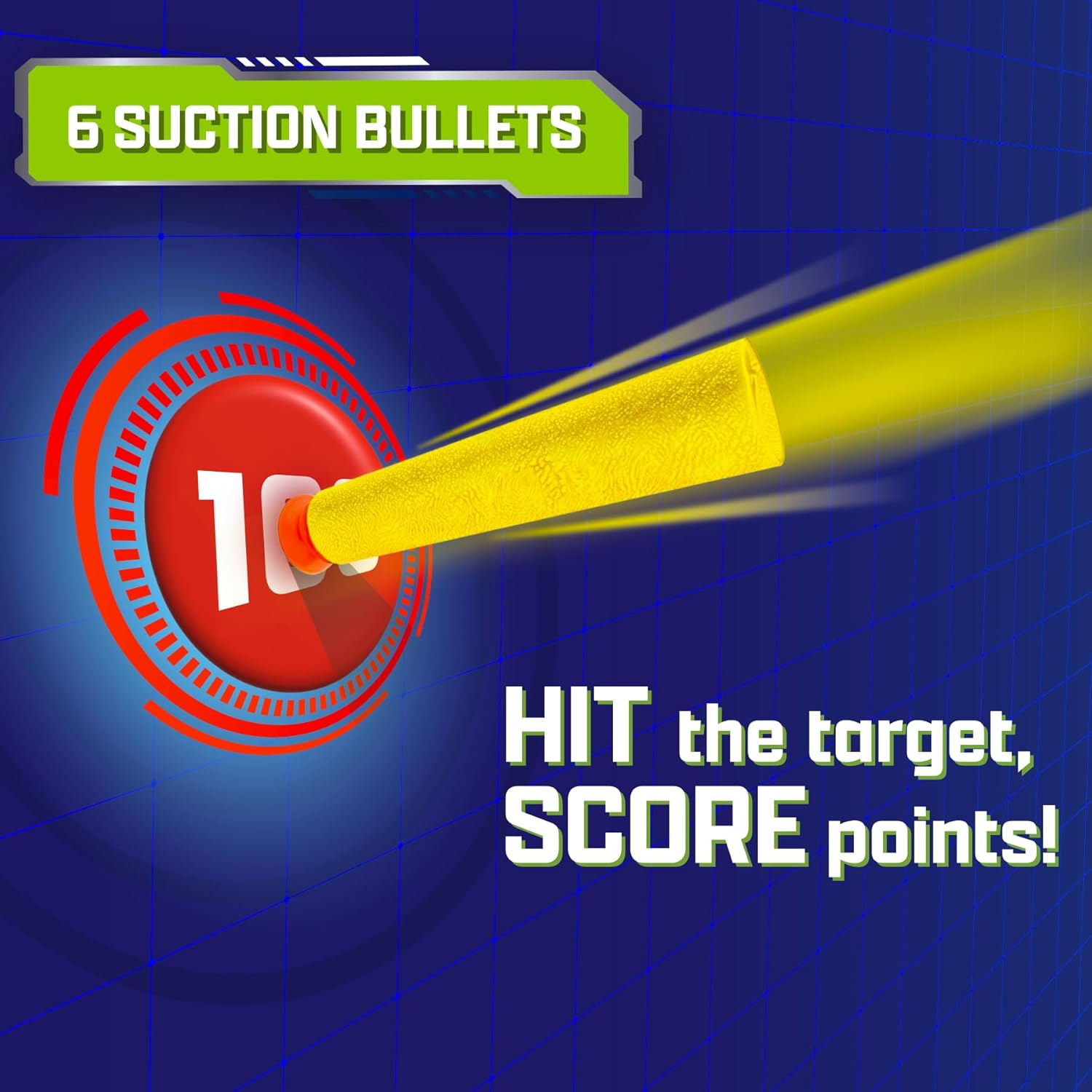 Superplay Strikerz Gun – Foam Bullet Blaster with Scoring Target | Gun Set with 6 Suction Bullets | Long-Range Shooting Action | Indoor & Outdoor Game for Kids Age 5+
