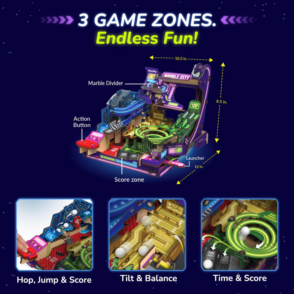 Smartivity Ultimate Marble City for Kids Age 8+| 3 in 1 Exciting Game Zones: Spiral, Maze & Hopper