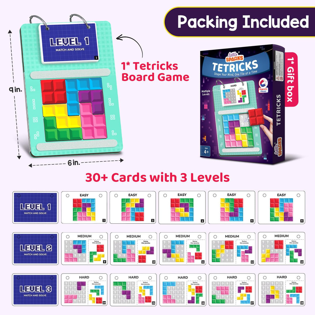 Smartivity Tetricks - Magnetic Puzzle Game for Kids Age 4+ | 30+ Fun Brain Challenges with 6 Magnetic Shapes