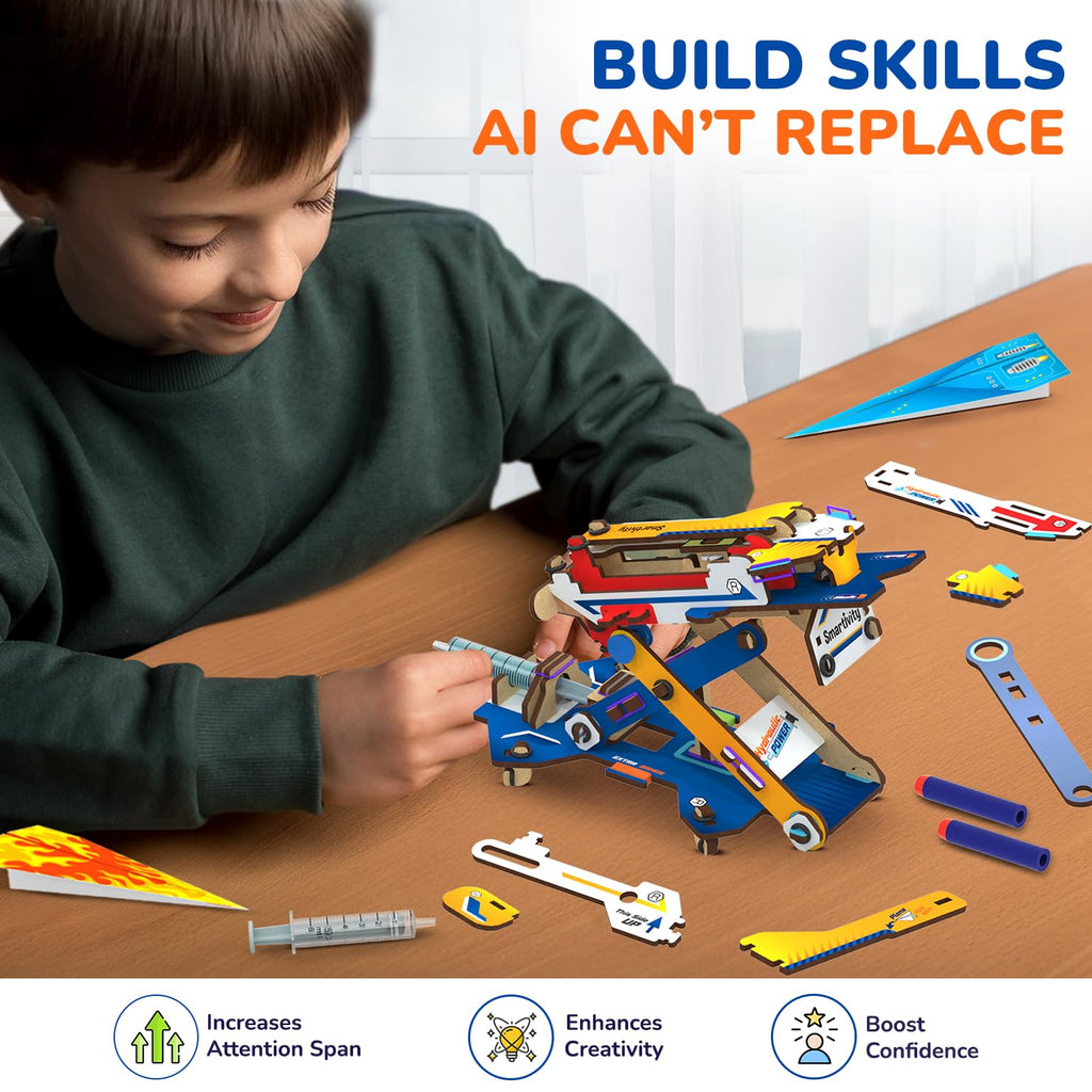 Smartivity 2 in 1 Hydraulic Aeroplane & Dart Launcher for Kids Age 6+