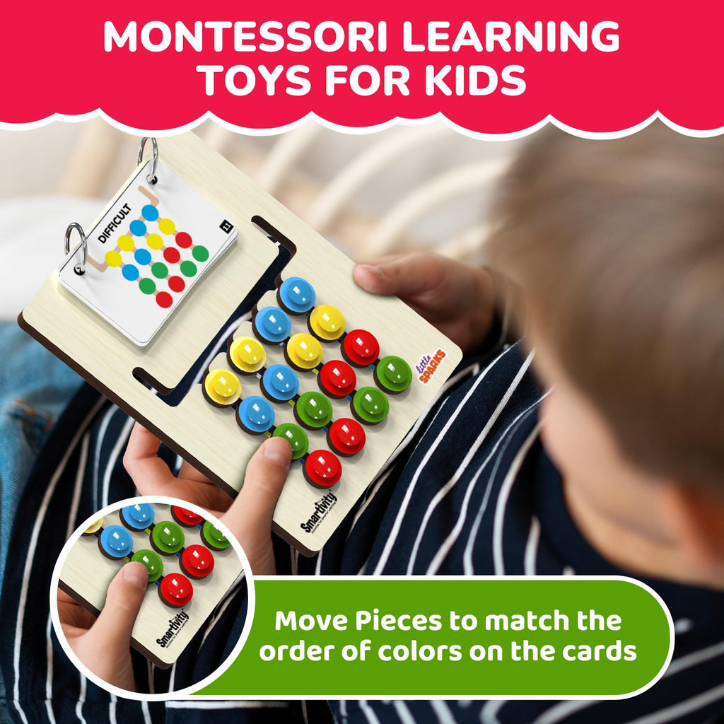 Smartivity Kids Montessori Slide Puzzle I Color & Pattern Matching Learning Toys for Kids 4-8 Years I Educational Activity I Travel Friendly I Wooden Puzzle