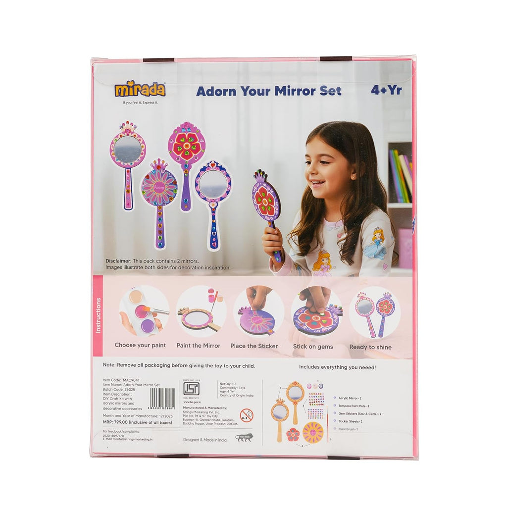 Mirada Adorn Your Mirror DIY Craft Set | Creative Decoration & Art Activity Kit for Kids Age 4+ | Fun DIY Design, Enhances Creativity & Fine Motor Skills