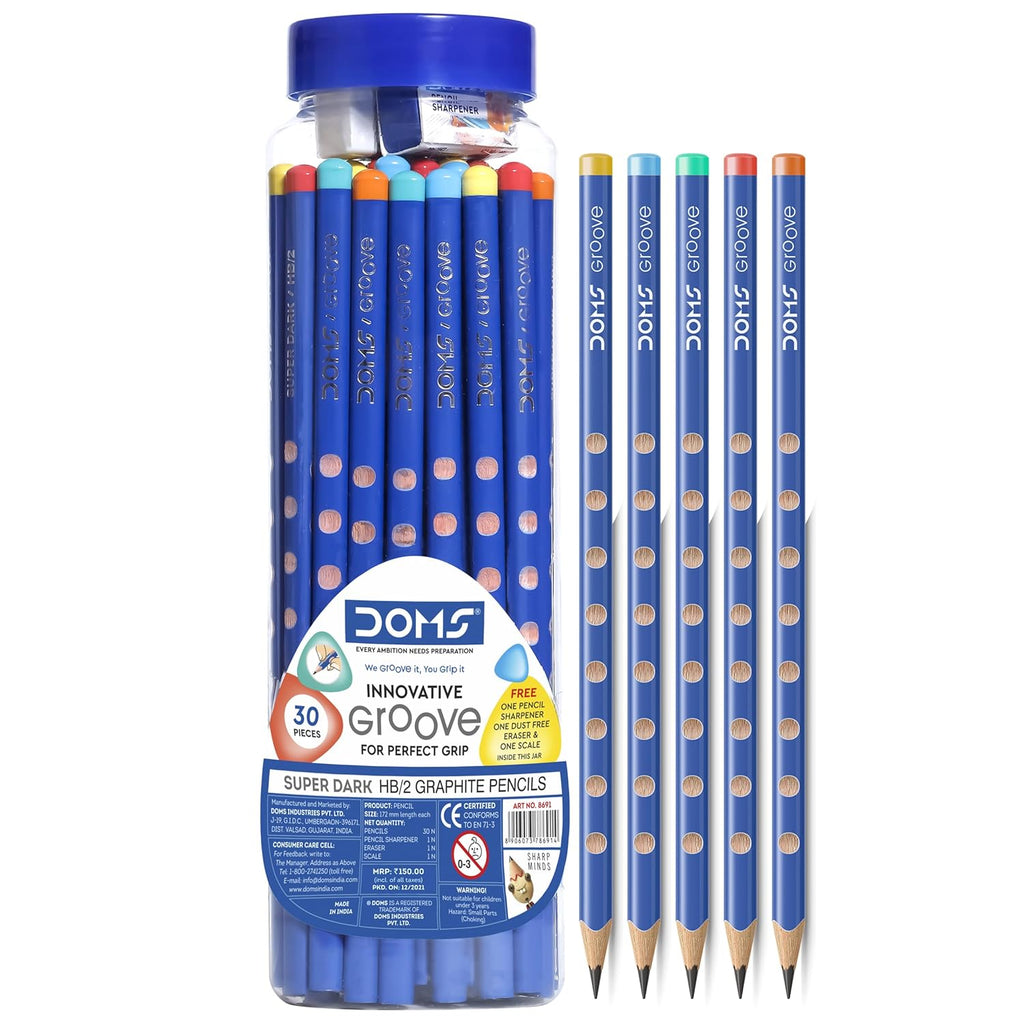 Doms Groove Super Dark HB/2 Graphite Pencils Jar Pack of 30 Pencils