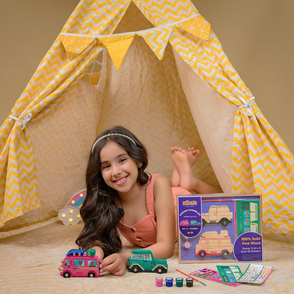 Mirada Caravan Camper DIY Craft Set | Creative Build & Play Activity Kit for Kids Age 4+ | Pretend Play, Design & Imaginative Fun