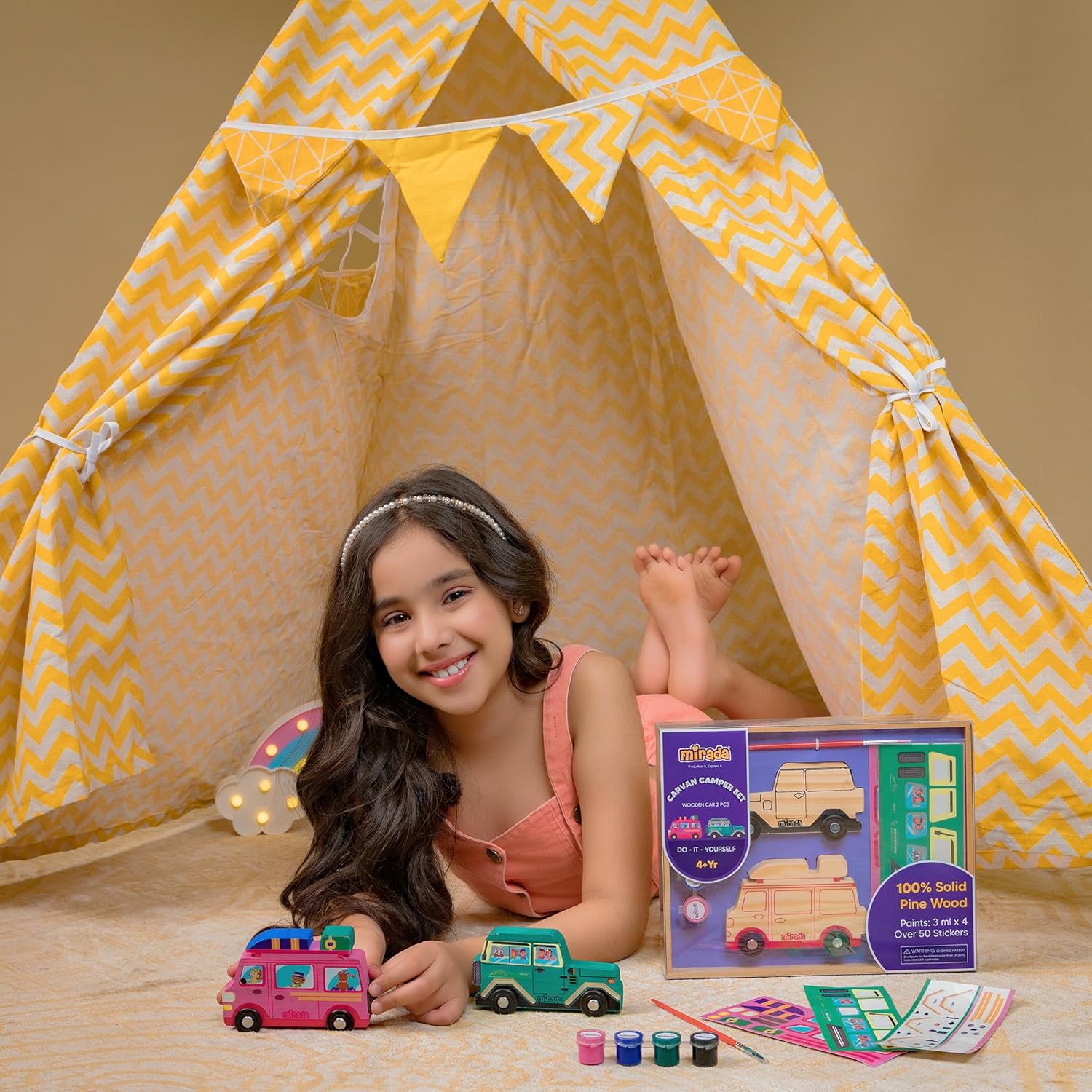 Mirada Caravan Camper DIY Craft Set | Creative Build & Play Activity Kit for Kids Age 4+ | Pretend Play, Design & Imaginative Fun