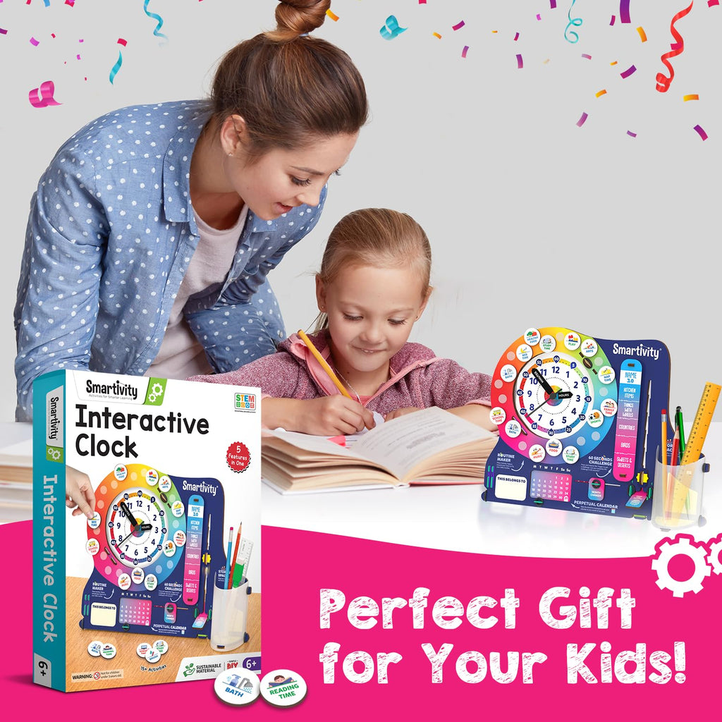 Smartivity DIY Interactive Clock with Stationary Organiser for Kids Ages 6-12 | Features an Infinity Calendar | Educational Toy