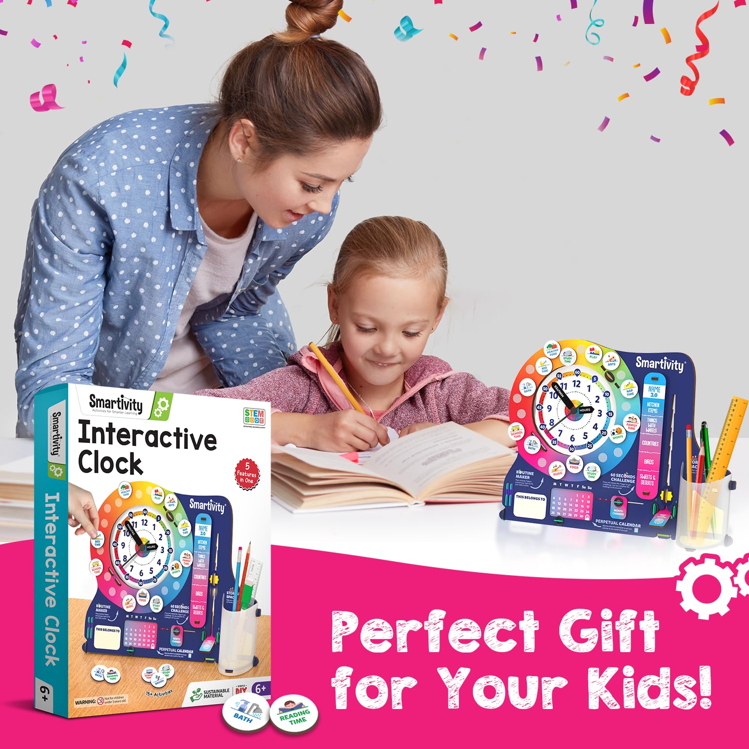 Smartivity DIY Interactive Clock with Stationary Organiser for Kids Ages 6-12 | Features an Infinity Calendar | Educational Toy