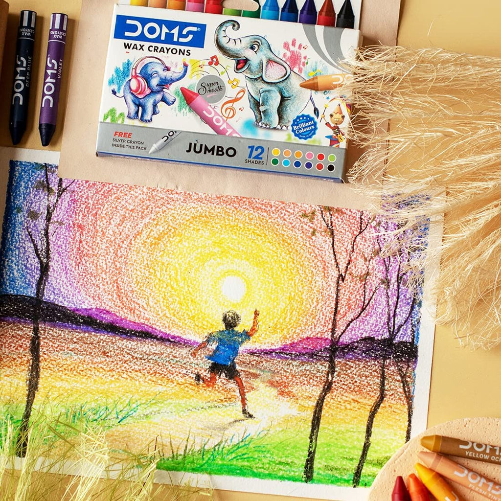 DOMS Jumbo Wax Crayons | 12 Shades
